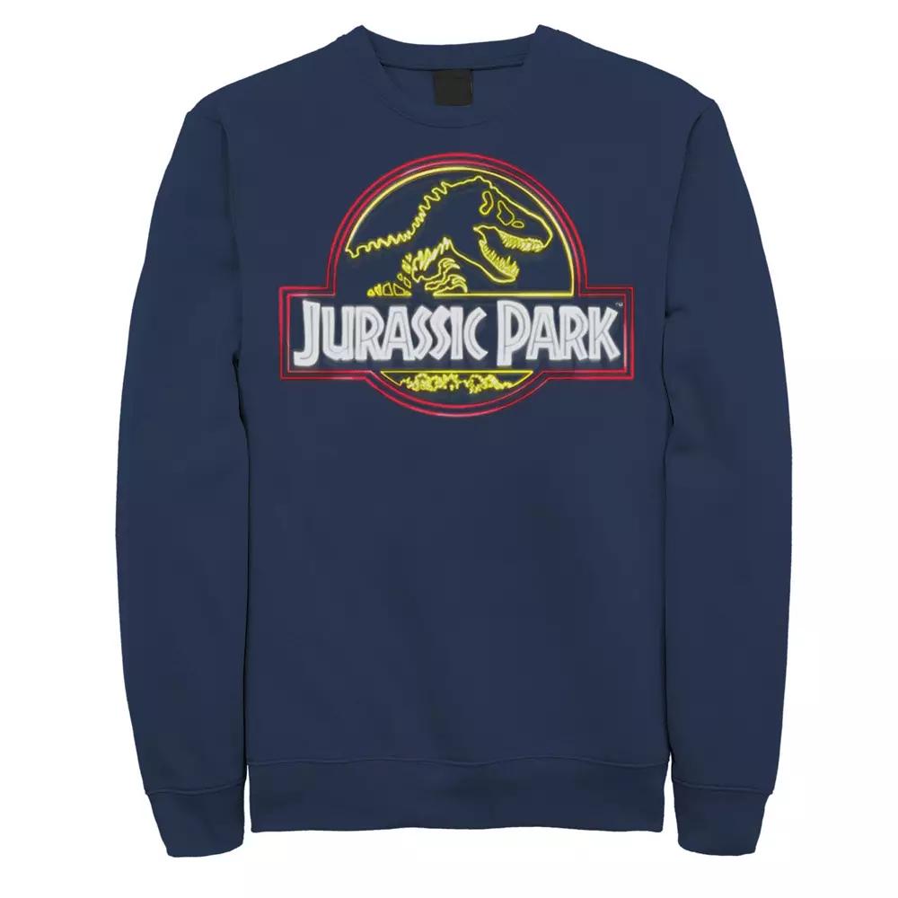 Men's Jurassic Park Neon Sign Fossil Logo Fleece Pullover,  Product Image
