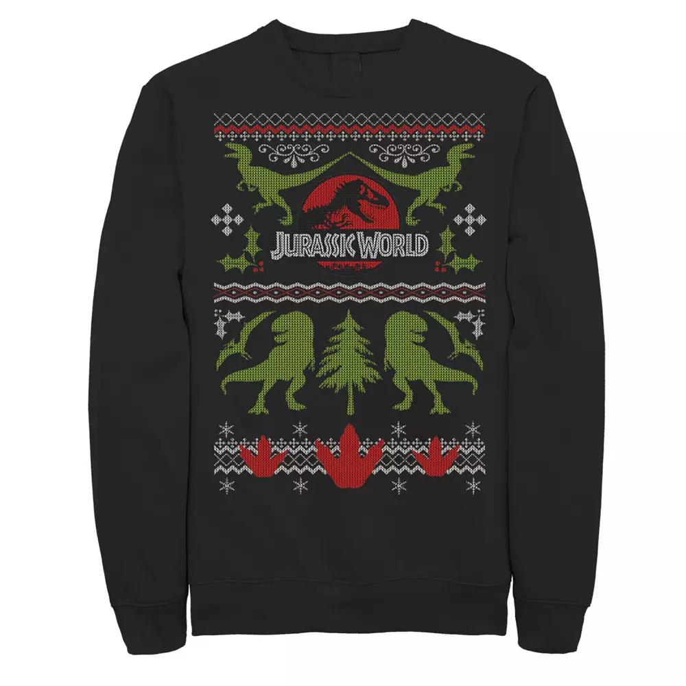 Men's Jurassic World Dinosaur Xmas Ugly Sweater Fleece Pullover,  Product Image