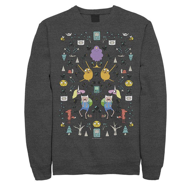 Mens Cartoon Network Adventure Time Character Icon Collage Sweatshirt Grey Heather Product Image