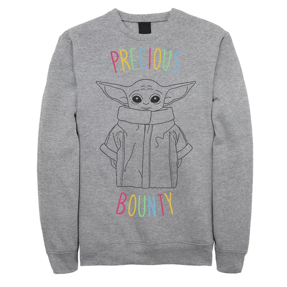 Men's Star Wars The Mandalorian The Child Aka Baby Yoda Precious Bounty Outline Sweatshirt, Size: XL, Athletic Grey Product Image