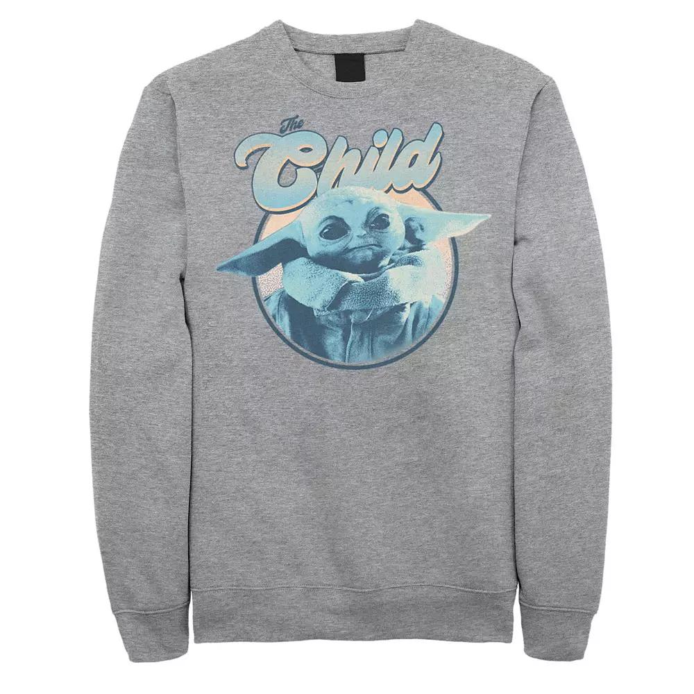 Big & Tall Star Wars: The Mandalorian The Child Retro Portrait Blue Hue Sweatshirt, Men's,  Product Image