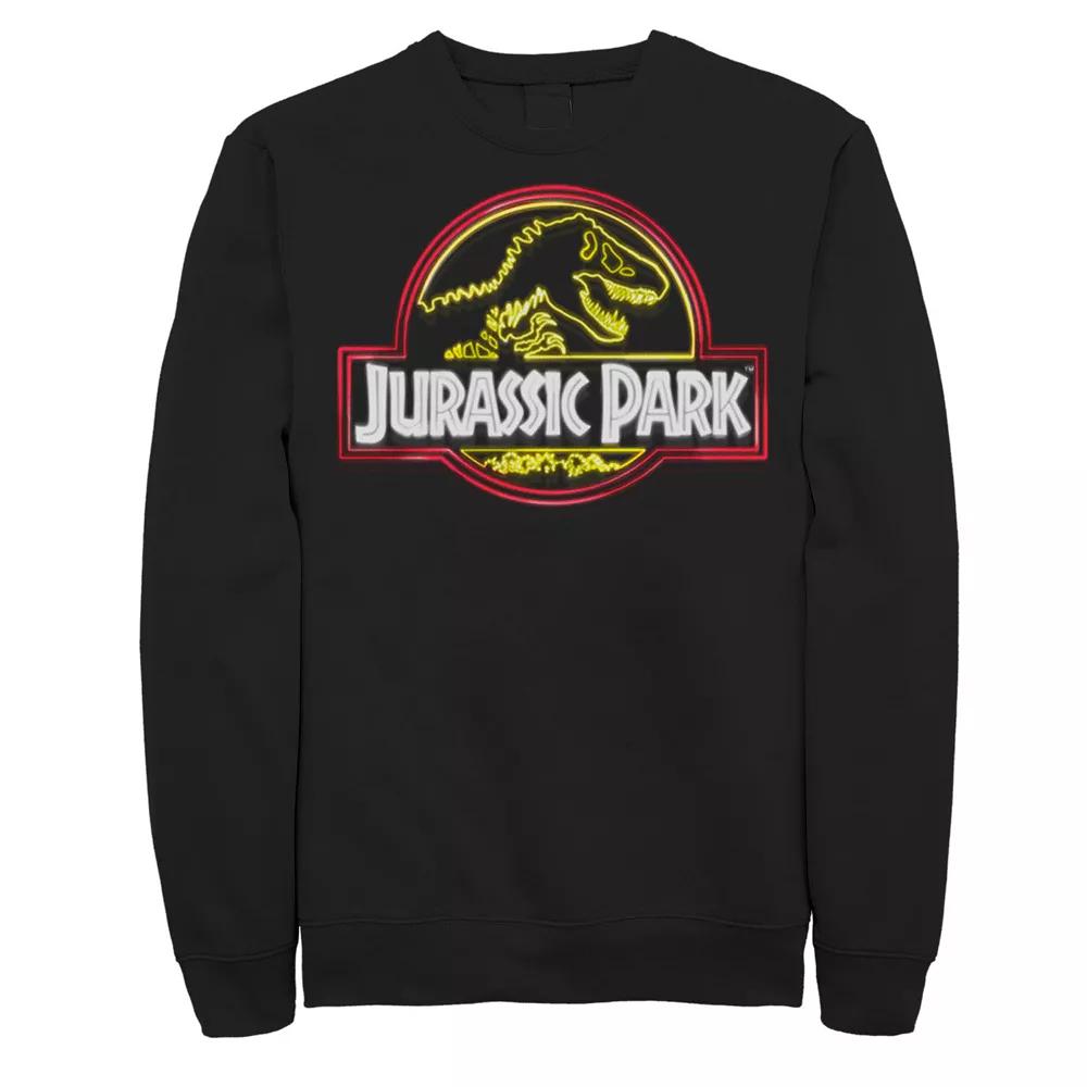 Men's Jurassic Park Neon Sign Fossil Logo Fleece Pullover,  Product Image
