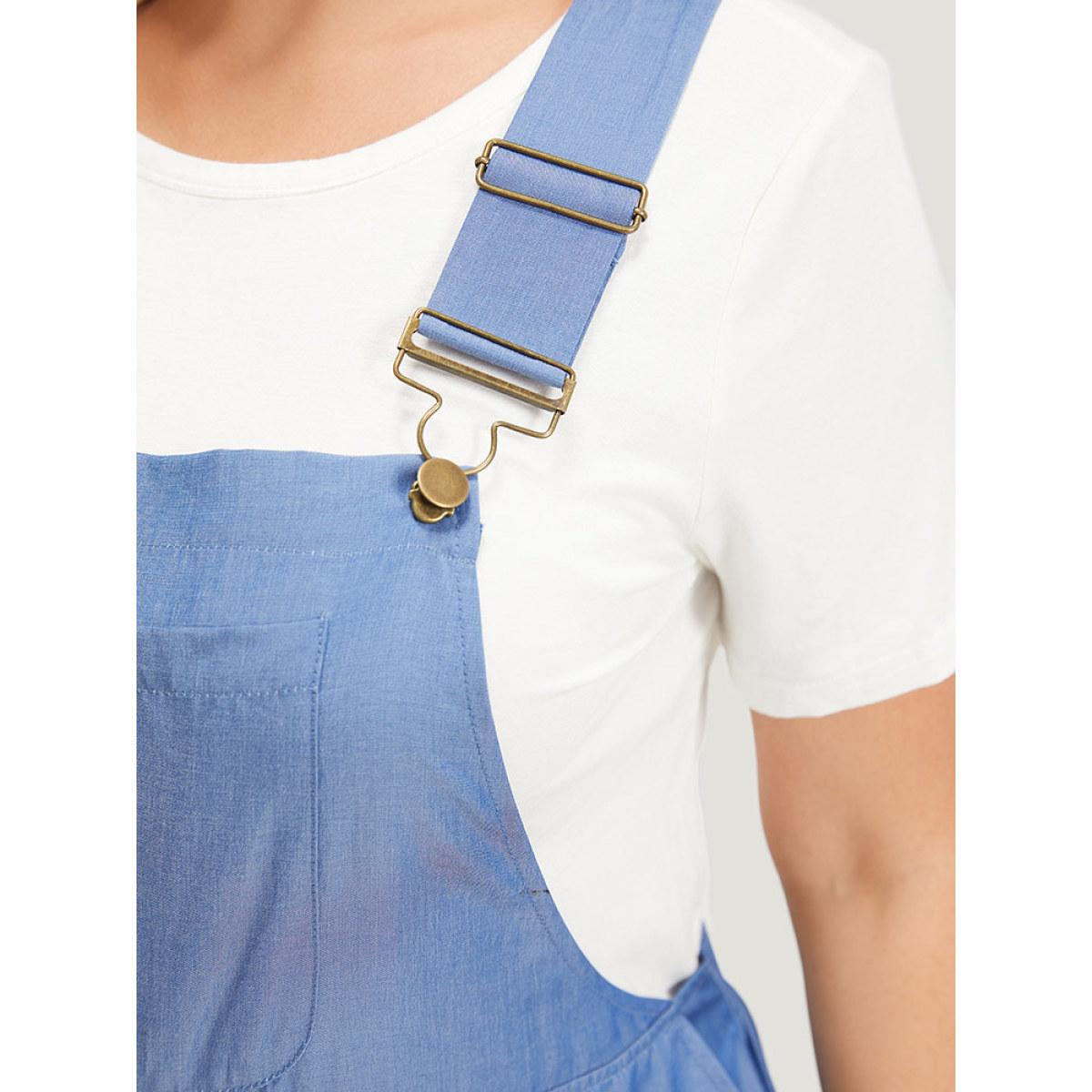 Plus Size Stone Solid Patched Pocket Gathered Overall Jumpsuit Women Casual Sleeveless Spaghetti Strap Dailywear Loose Jumpsuits BloomChic 18-20/2X Product Image