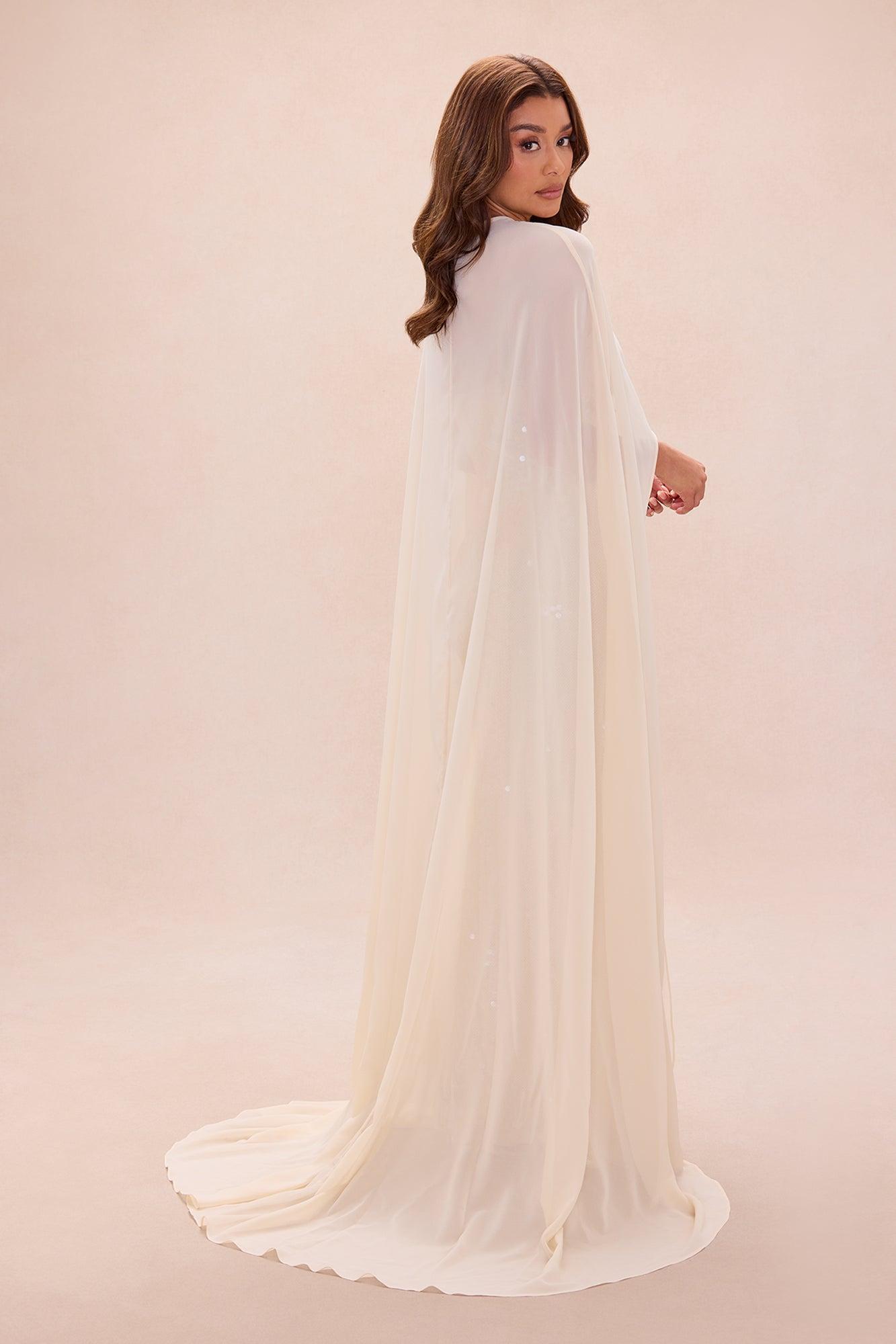 Ophelia Cape Sequin Maxi Dress - Champagne Female Product Image