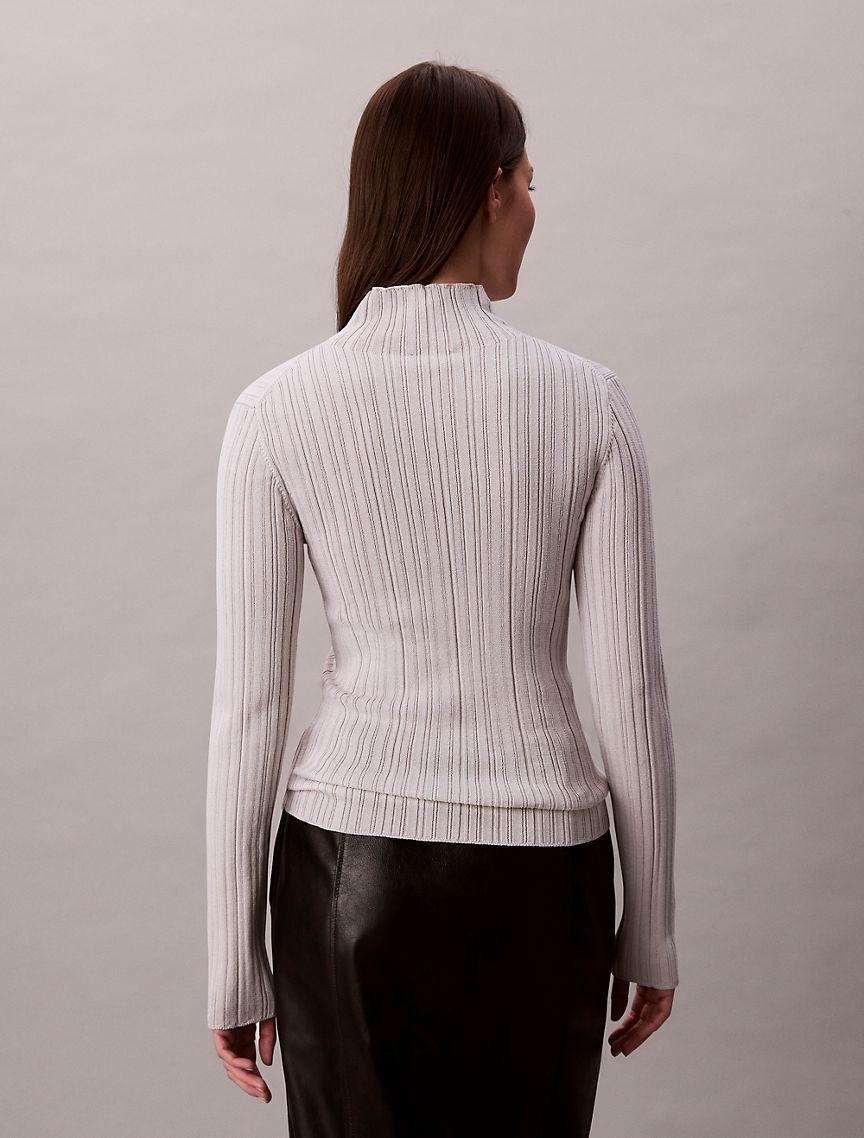 Viscose Blend Rib Mock Neck Sweater Product Image