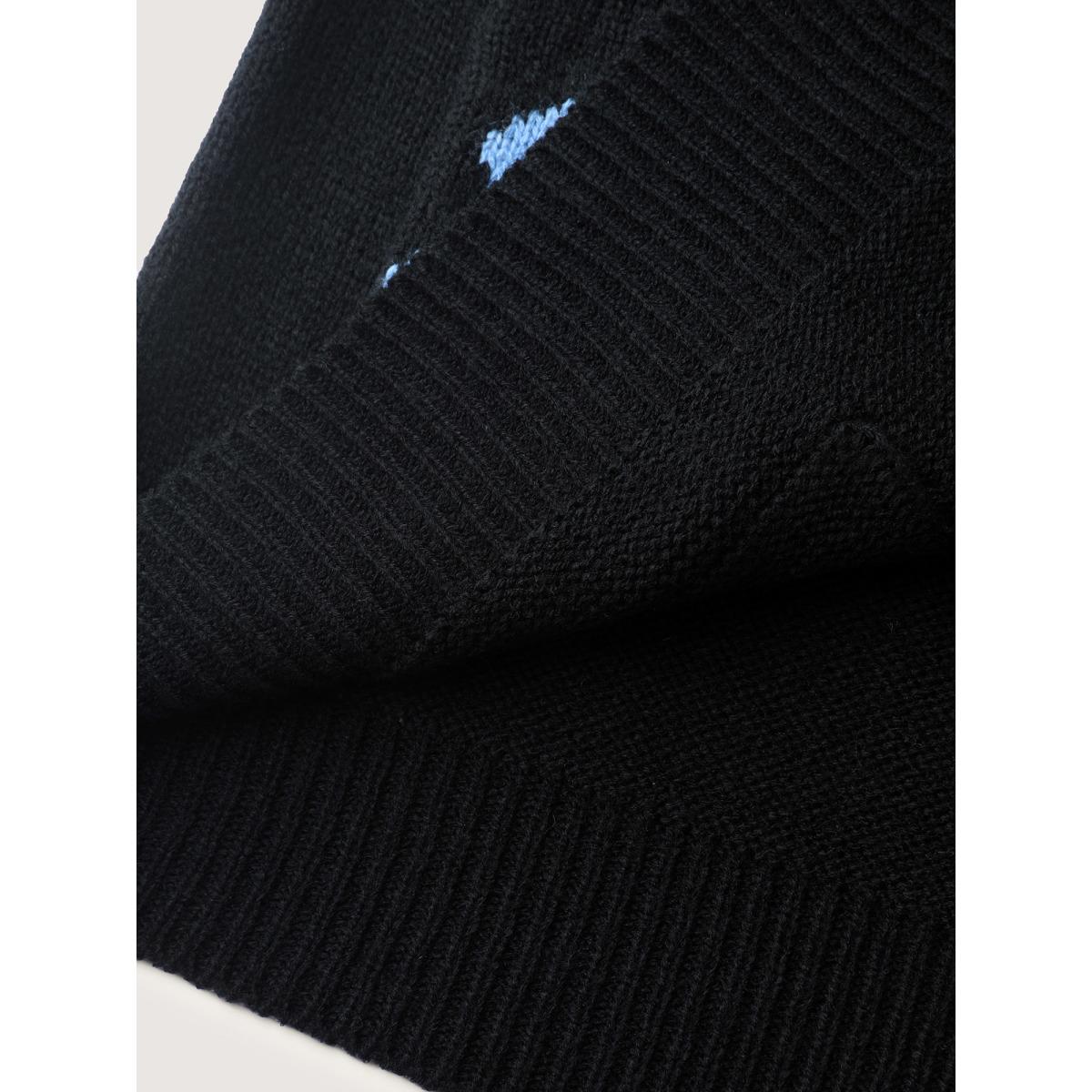 Plus Size Colorful Floral Pattern Button Knit Cardigan Black Women Playful Loose Long Sleeve Casual Cardigans BloomChic 28/5X Product Image