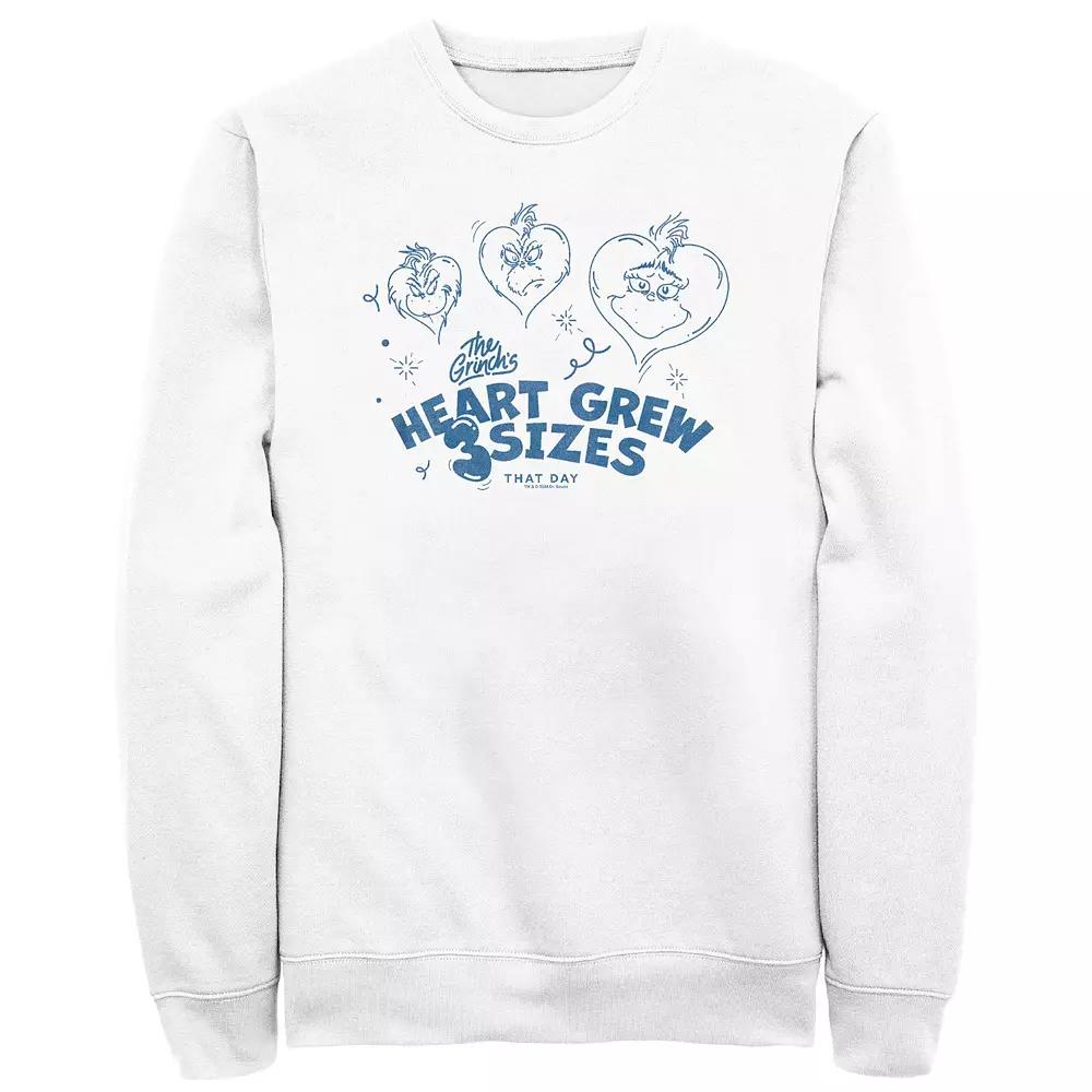 Big & Tall Dr. Seuss Grinch's Heart Grew 3 Sizes Graphic Fleece, Men's, Size: XL, White Product Image