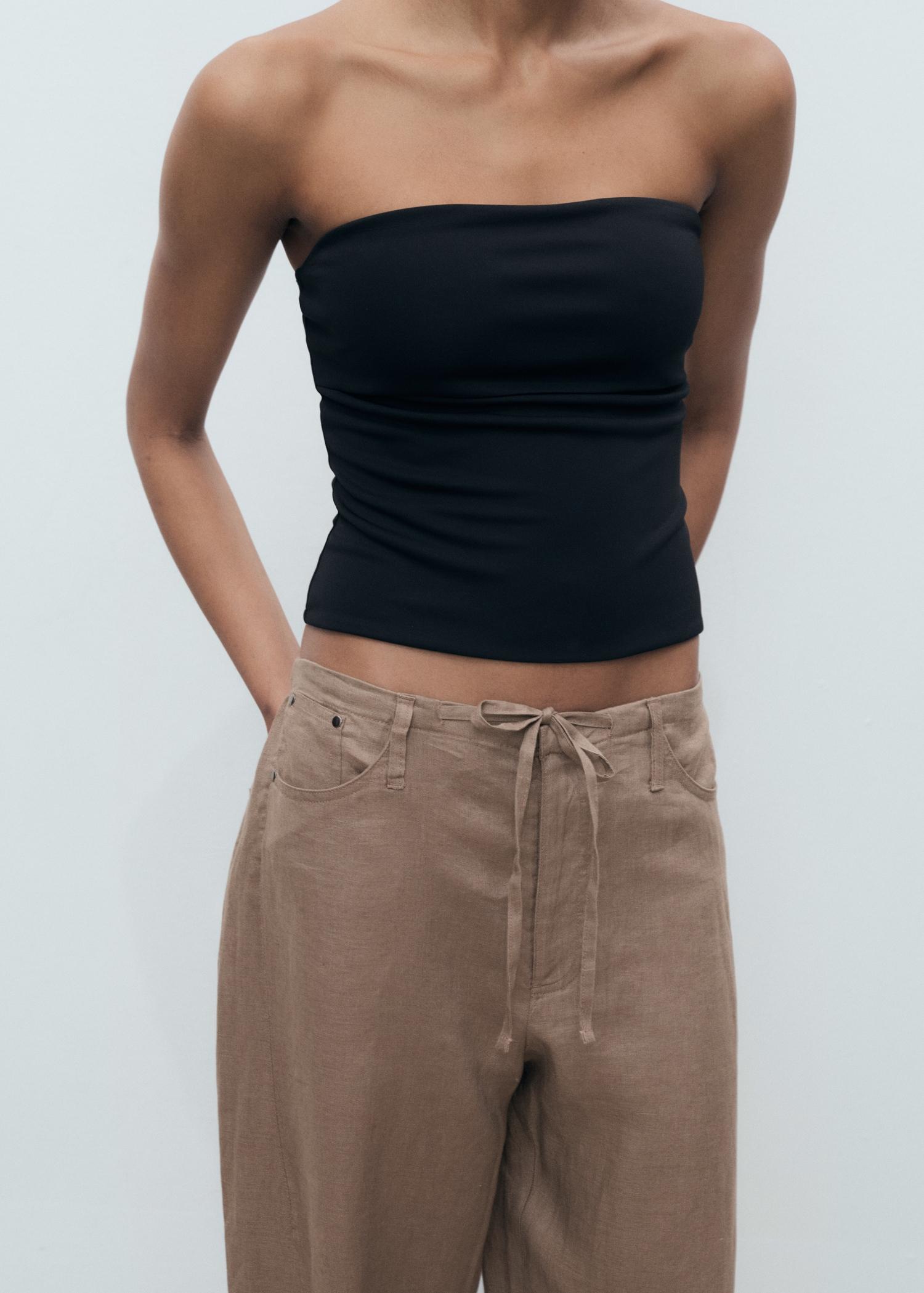Wide-leg linen pants - Women | MANGO USA Product Image