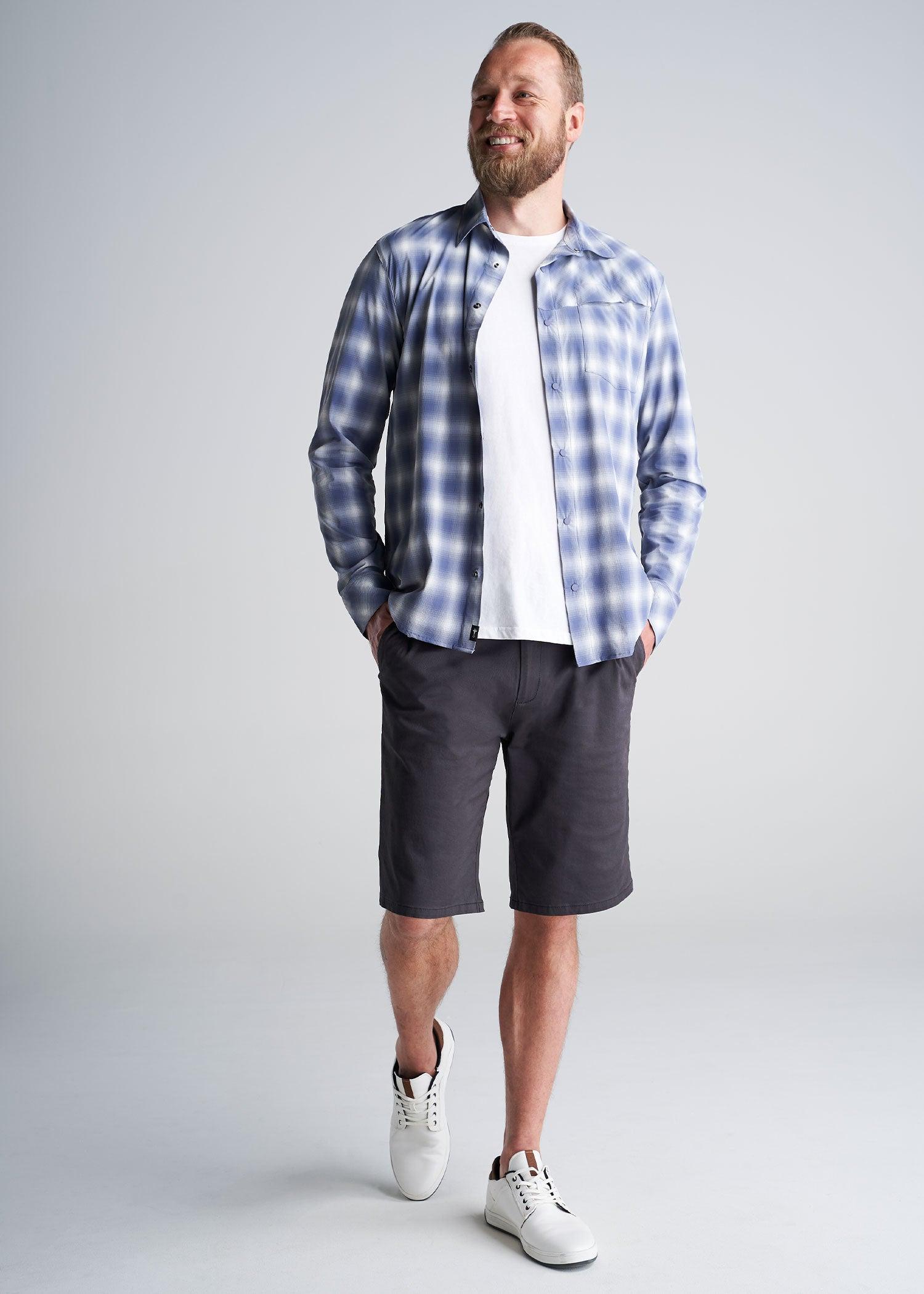 Ultra Lightweight Snap-Front Shirt for Tall Men in Open Sky Male Product Image