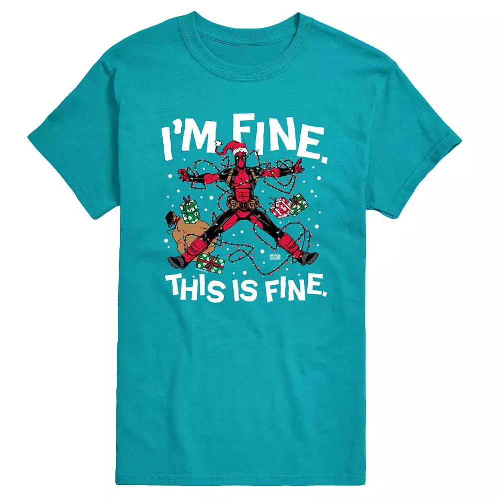 Big & Tall Marvel Deadpool I'm Fine This Is Fine Christmas Graphic Tee, Men's,  Product Image