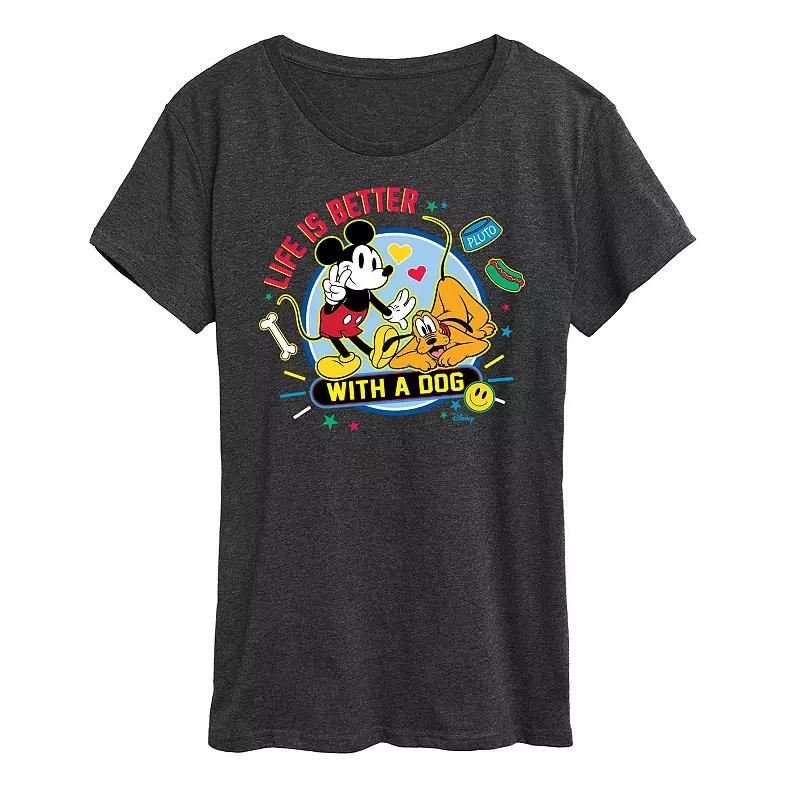Disney's Mickey Mouse & Pluto Women's Life Is Better With A Dog Graphic Tee,  Product Image