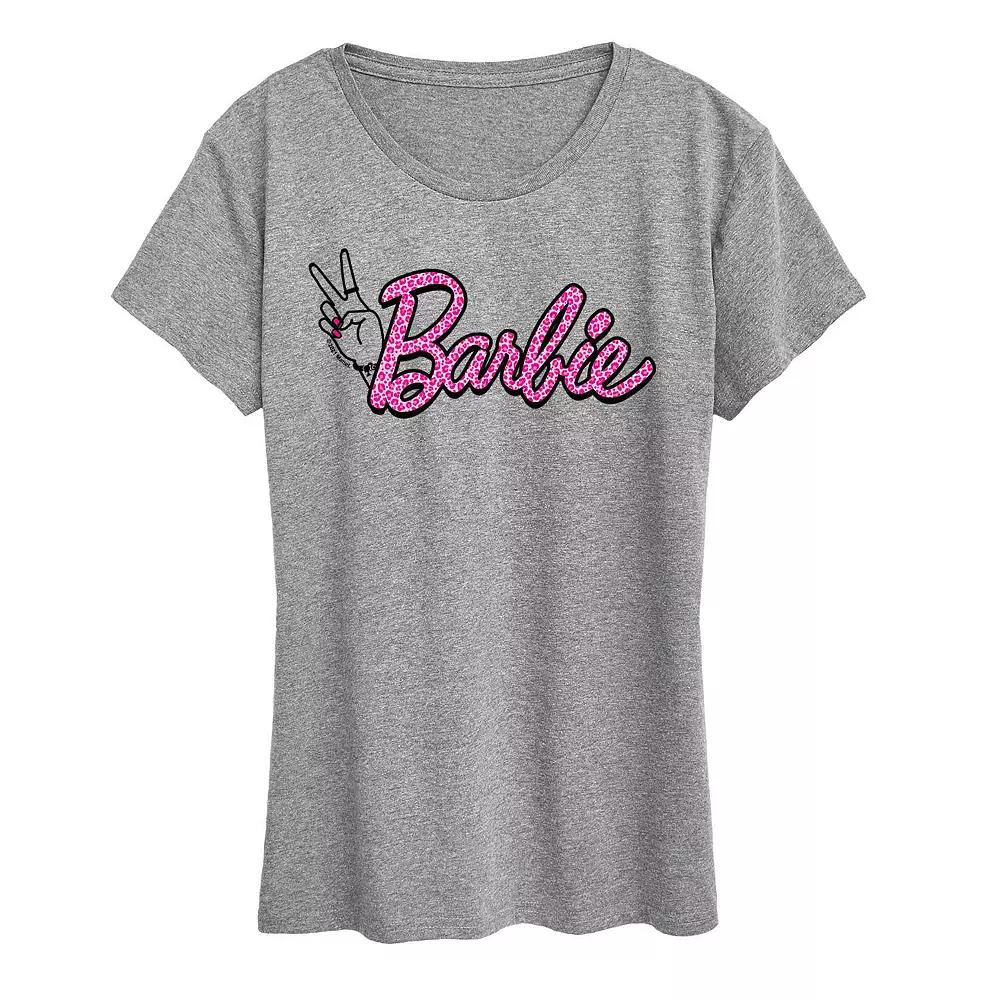 Women's Barbie® Pink Leopard Print Logo Graphic Tee, Girl's,  Product Image