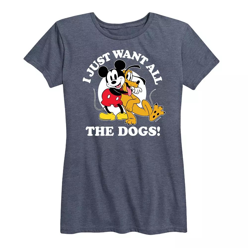 Disney's Mickey Mouse & Pluto Women's Just Want All Dogs Graphic Tee,  Product Image