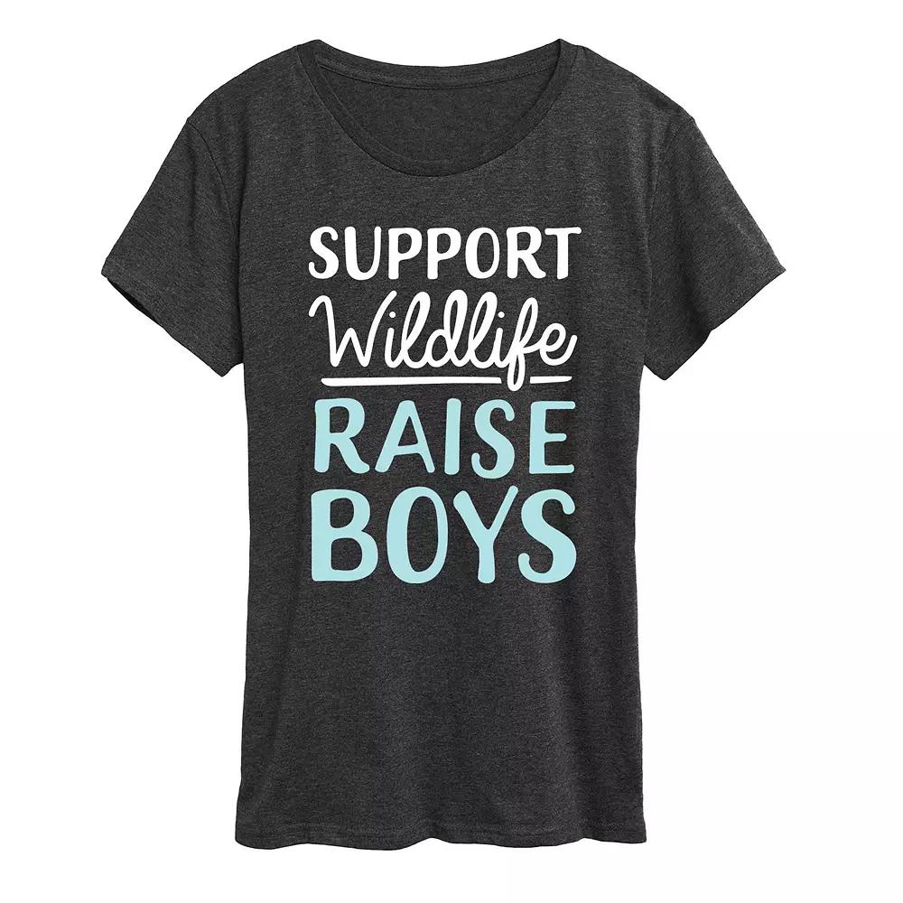 Women's Support Wildlife Raise Boys Graphic Tee, Girl's,  Product Image