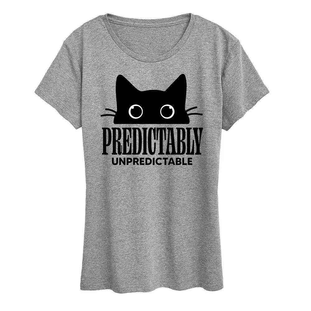 Women's Predictably Unpredictable Cat Graphic Tee, Girl's,  Product Image