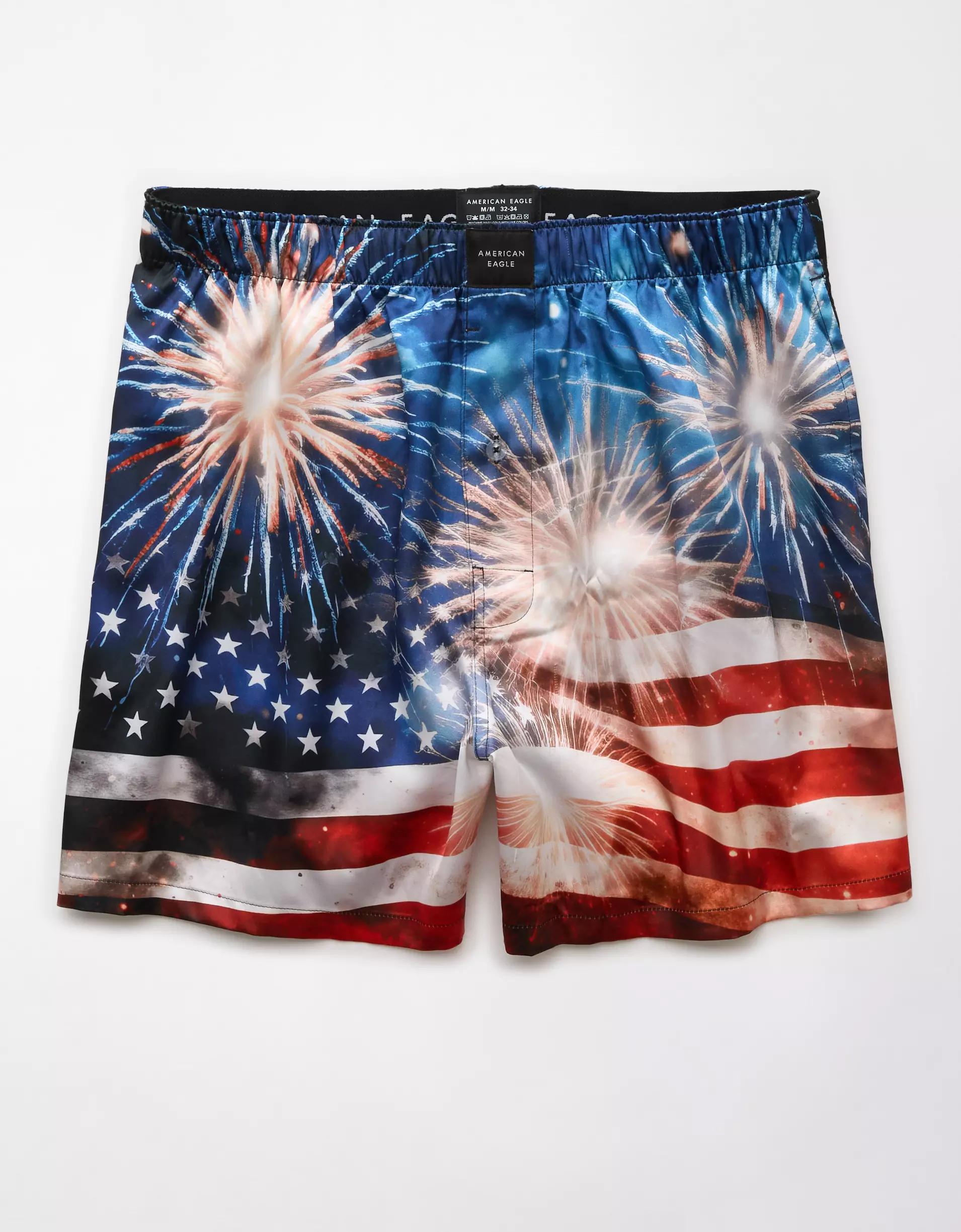 AEO Men's USA Fireworks Satin Pocket Boxer Short Product Image