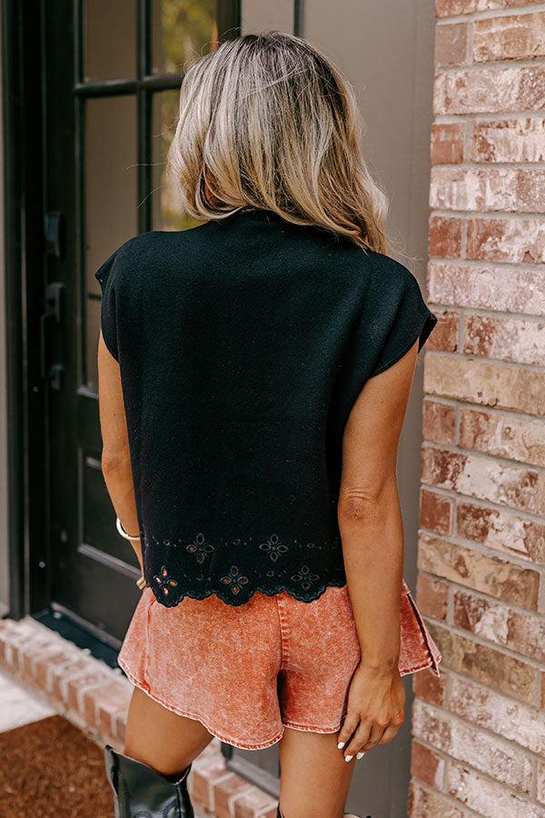 Couture Classic Eyelet Sweater Top in Black Product Image