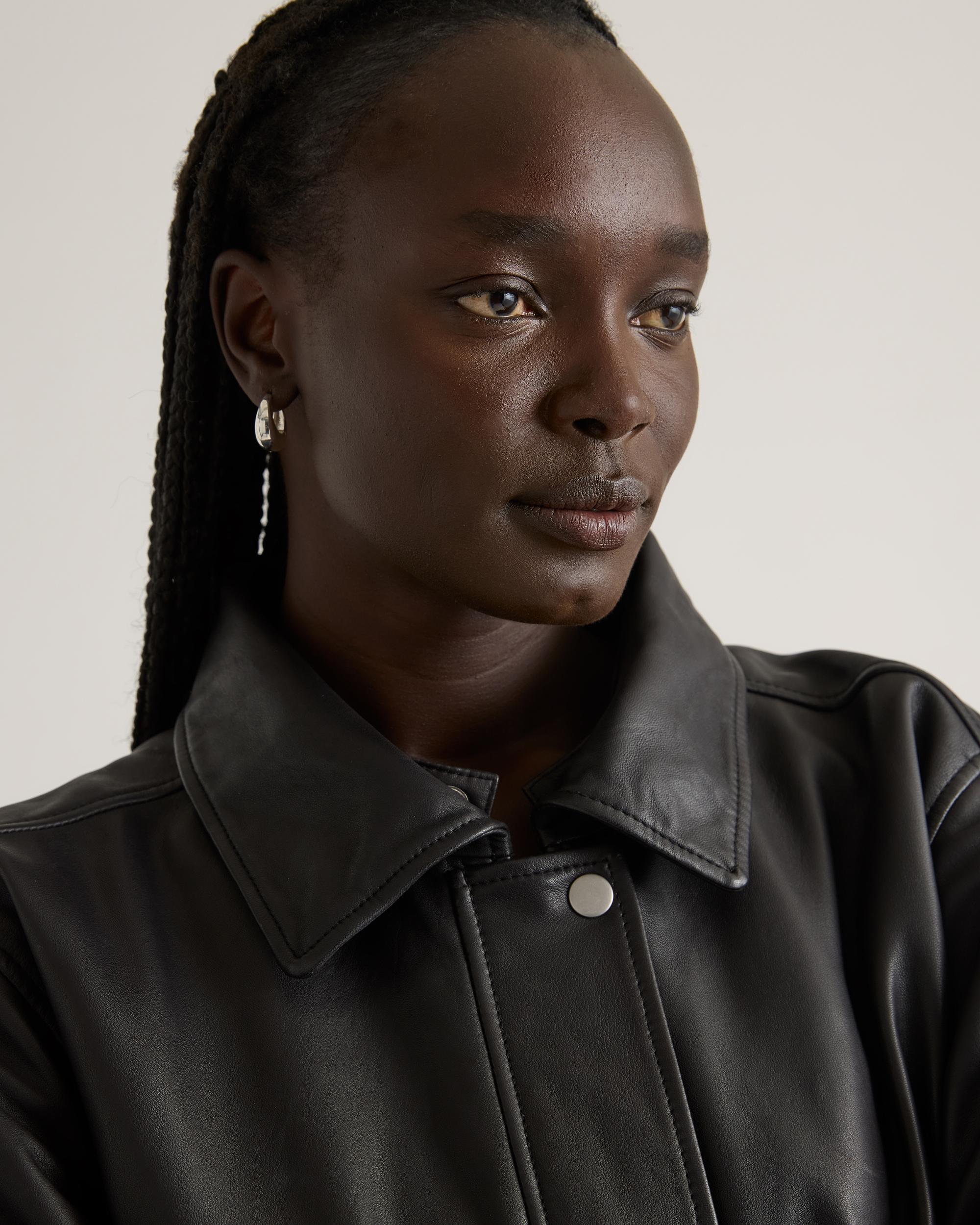 Quince | Women's Shearling Trim Aviator Jacket Leather Product Image