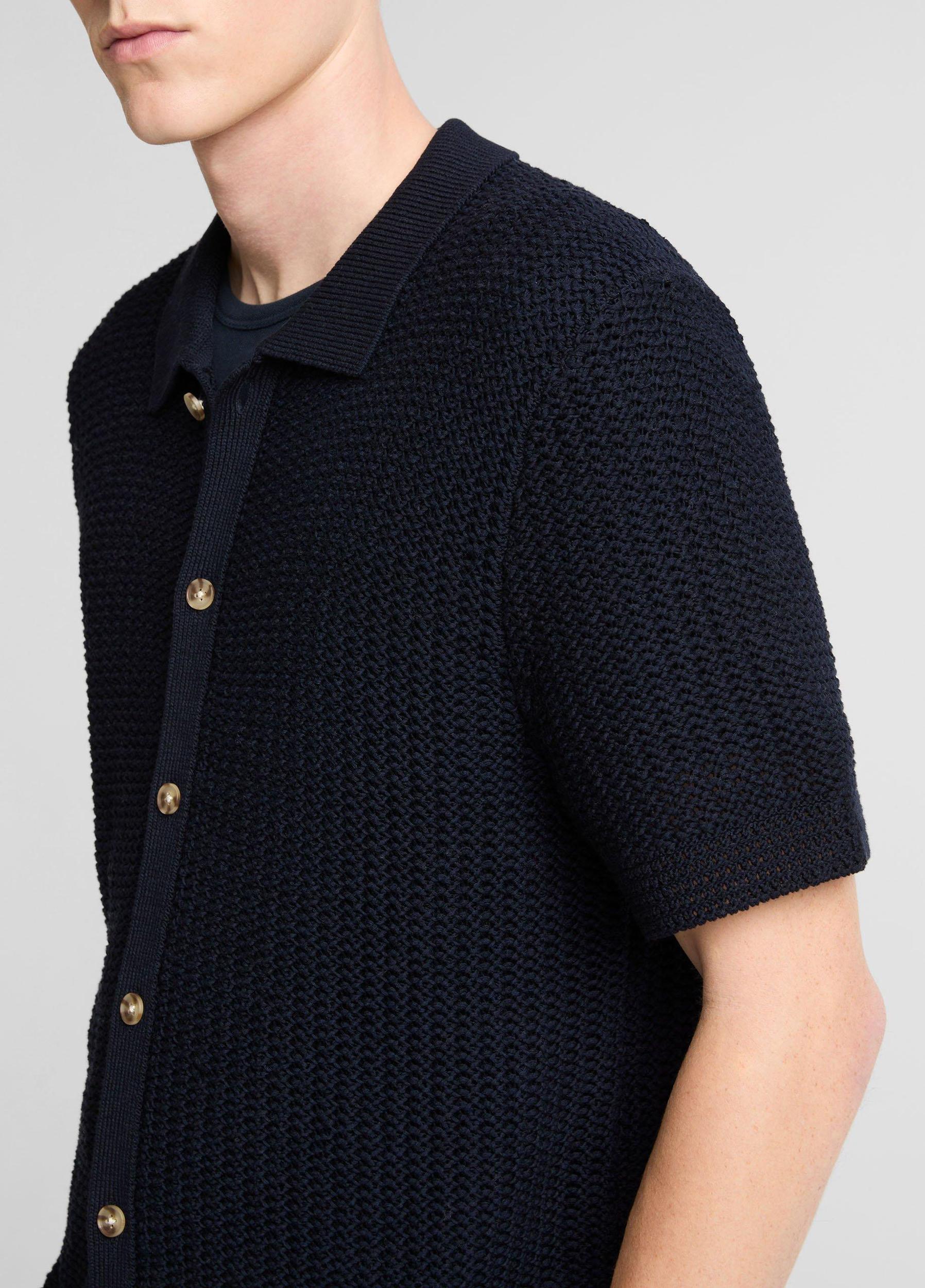 Cotton Crochet Button-Front Shirt Product Image