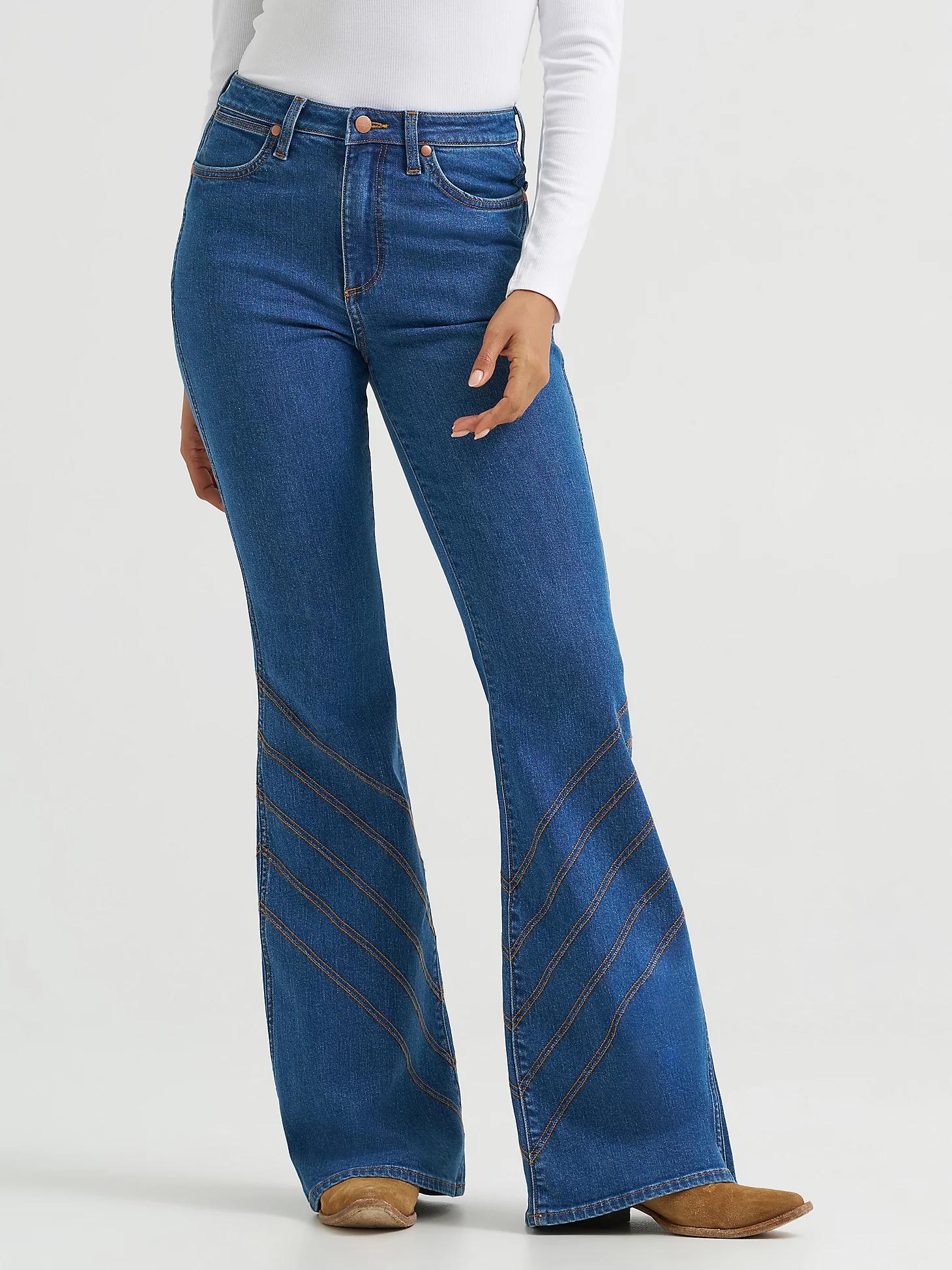 Women's High Rise Stitch Flare Jean in Carolina Product Image