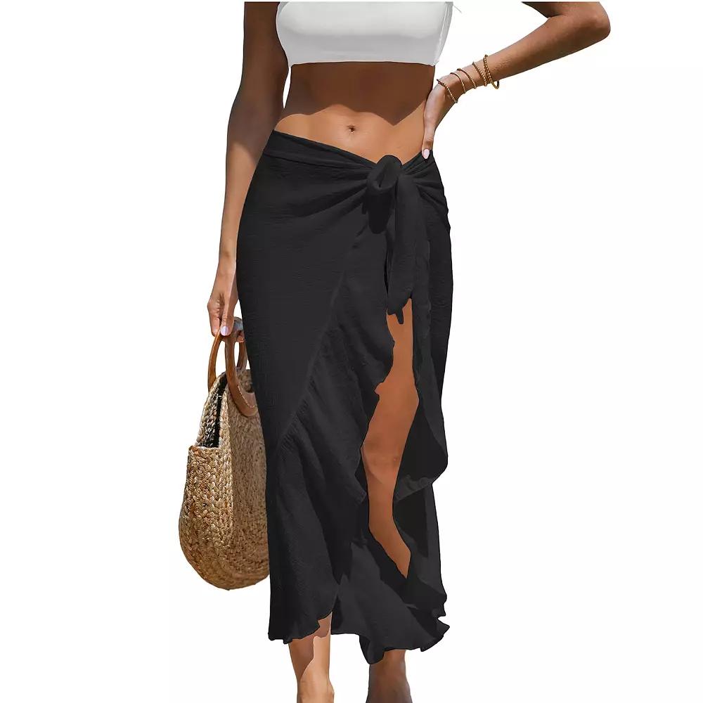 Women's Cupshe Black Side Tie Midi Cover-Up Product Image