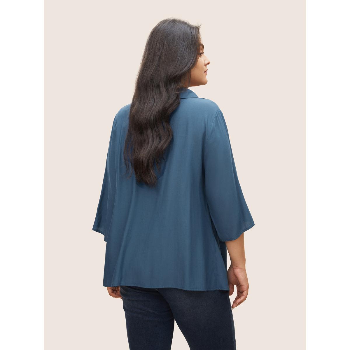 Plus Size Aegean Cowl Neck Plain Bell Sleeve Blouse Women Work From Home Elbow-length sleeve Cowl Neck Office Blouses BloomChic 14-16/1X Product Image