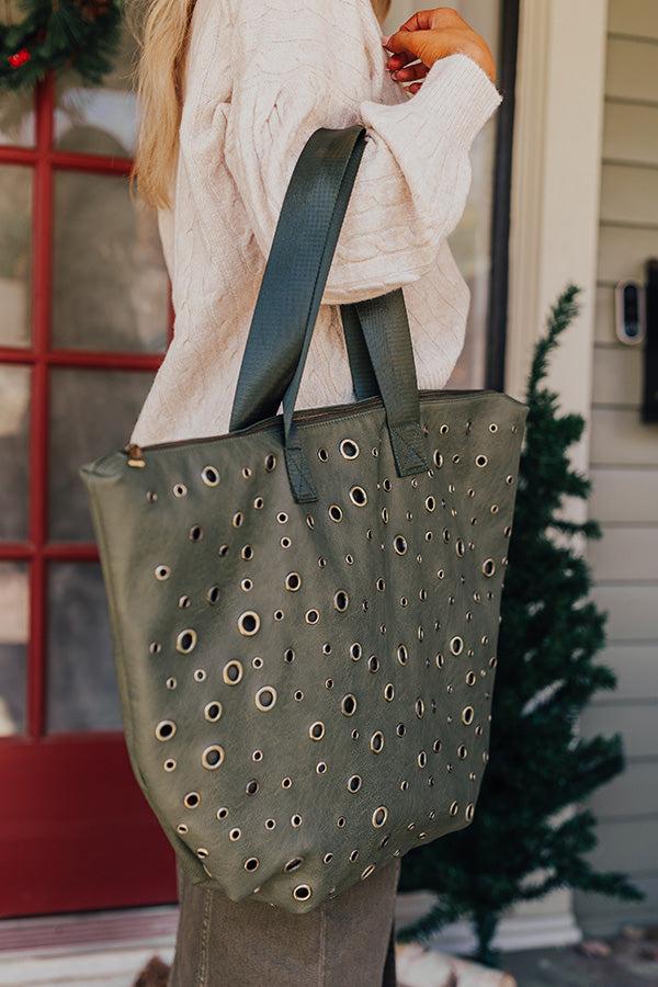 The Bristol Faux Leather Tote In Olive Product Image