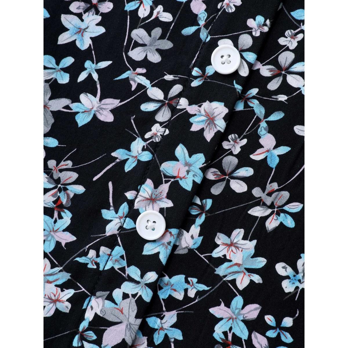 Plus Size Floral Print Button Detail Sleeveless Pockets Midi Dress BlackFlower Women Timeless Non Sleeveless Curvy BloomChic 18-20/2X Product Image