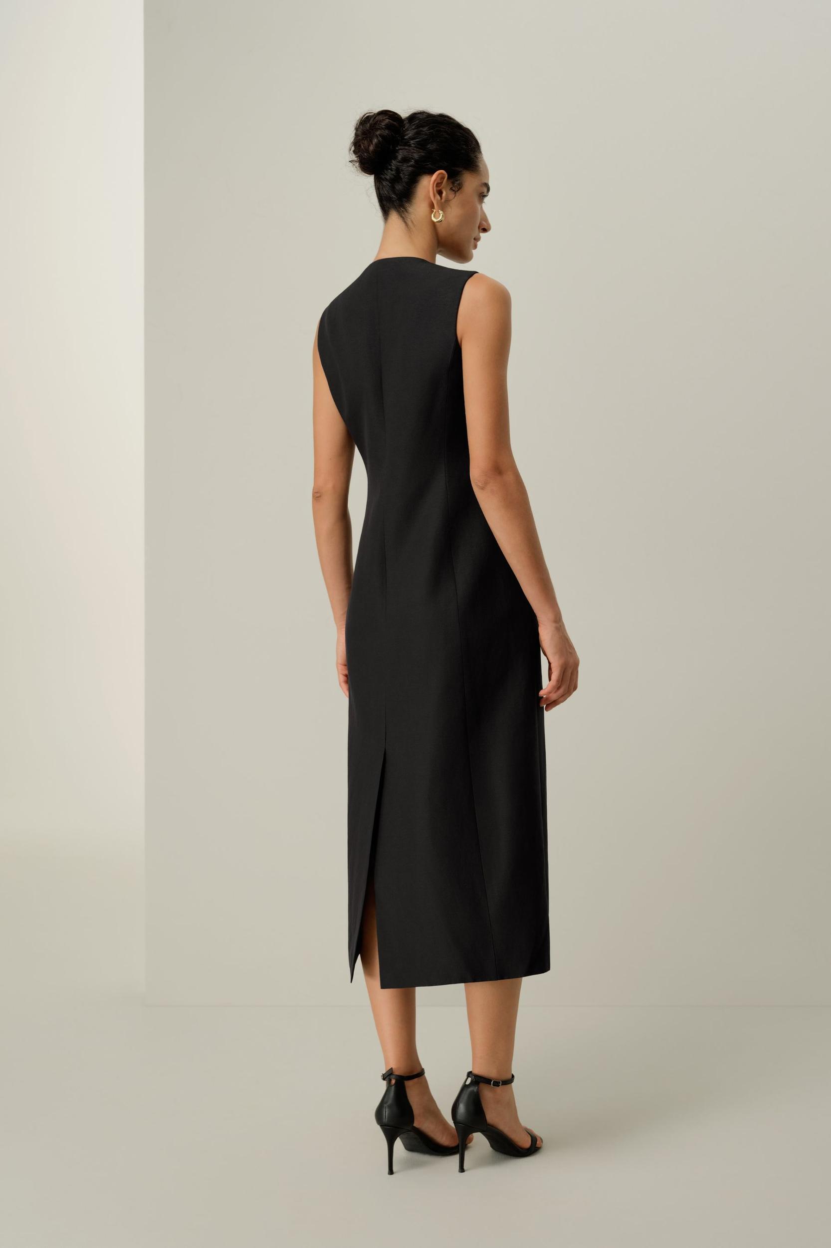Silk-Linen Metal Button Dress Product Image