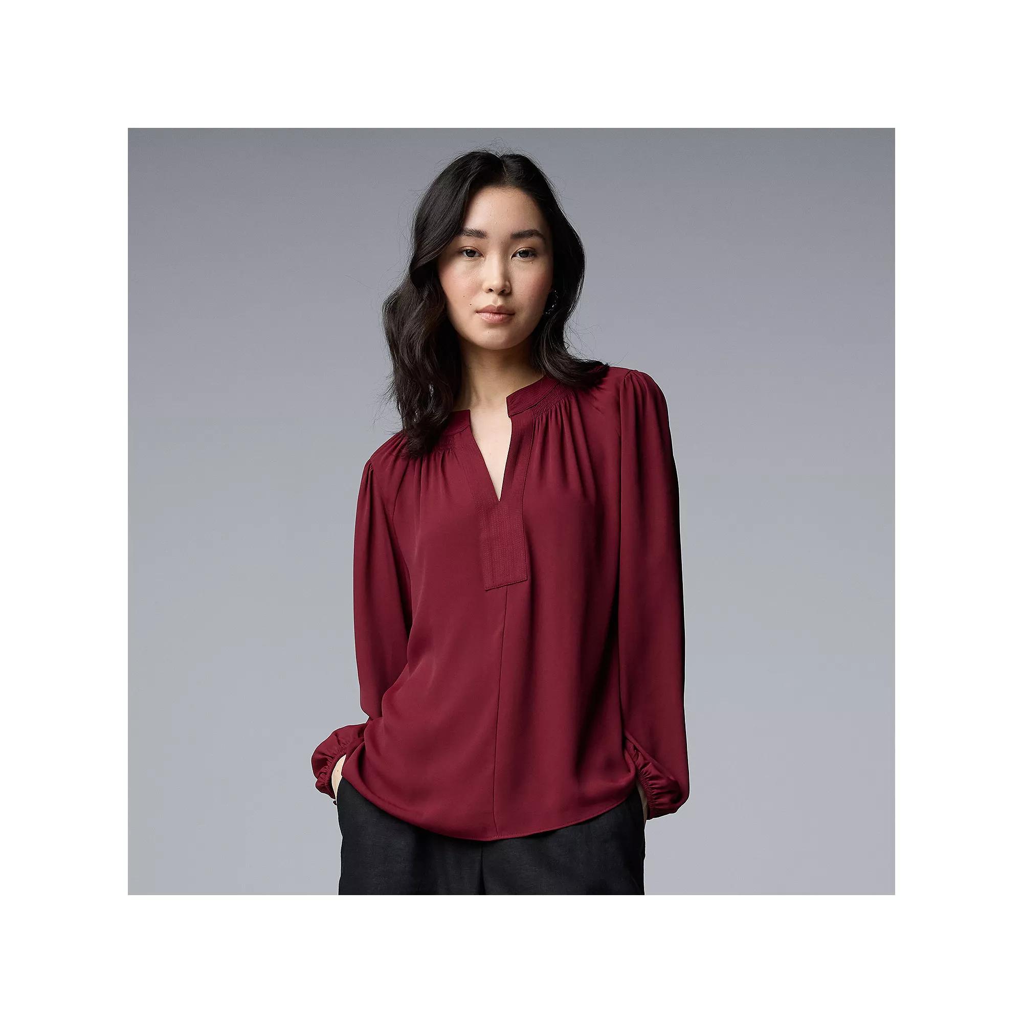 Women's Simply Vera Vera Wang Smocked Neck Blouse,  Product Image