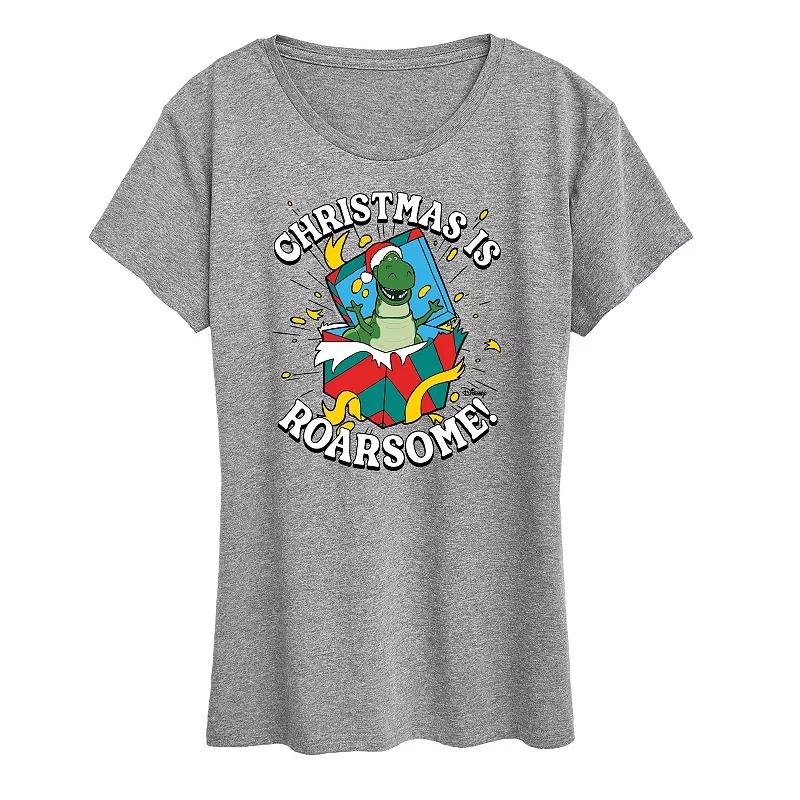 Disney / Pixars Toy Story Womens Christmas Is Roarsome Graphic Tee, Girls Grey Gray Product Image