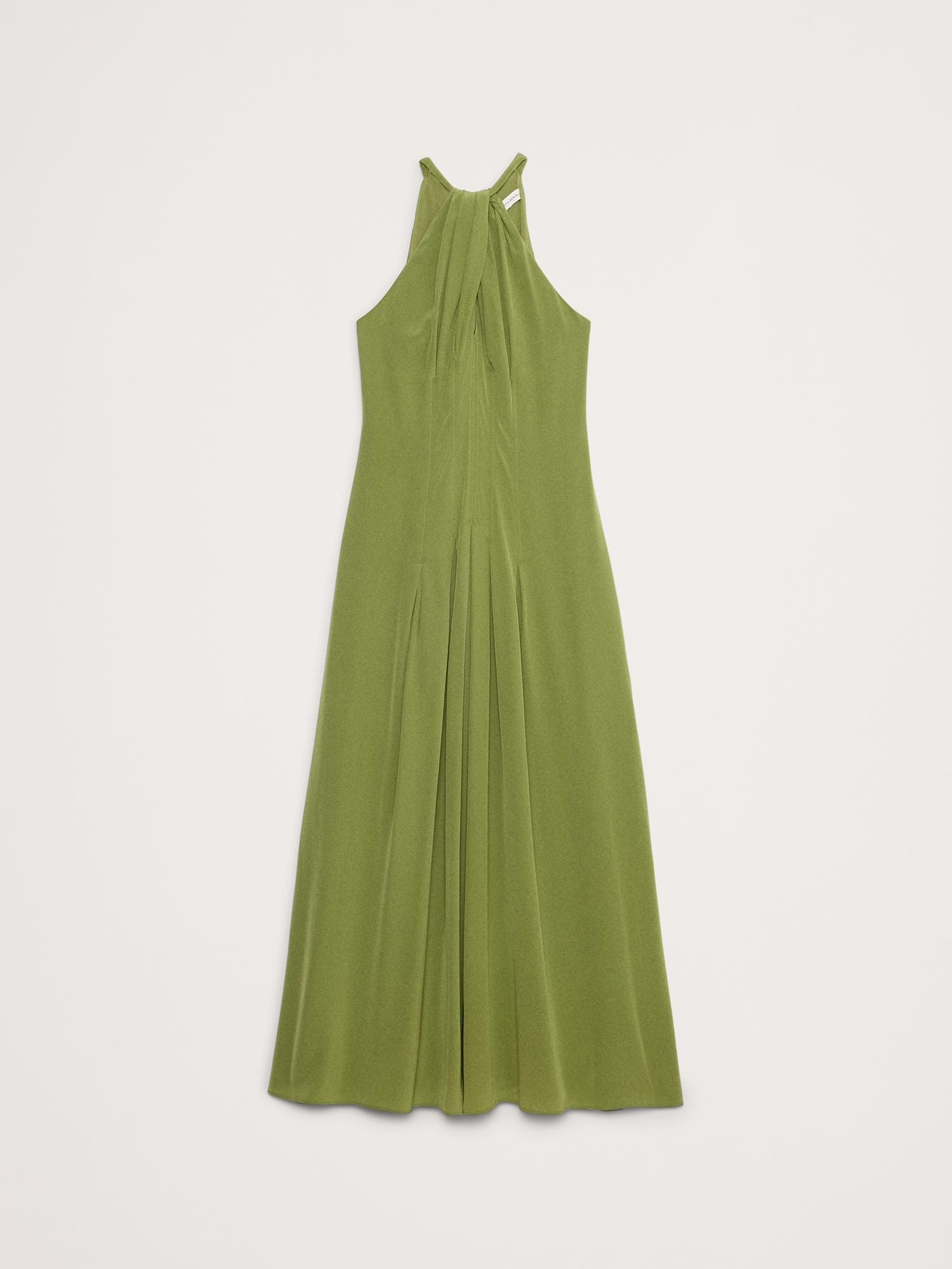 Matte Silk Halter Maxi Dress Product Image