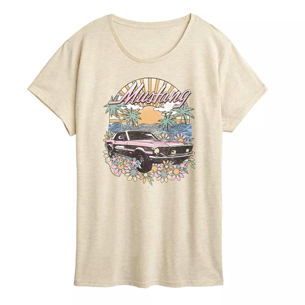 Women's Ford Mustang Tropical Vintage Graphic Tee,  Product Image
