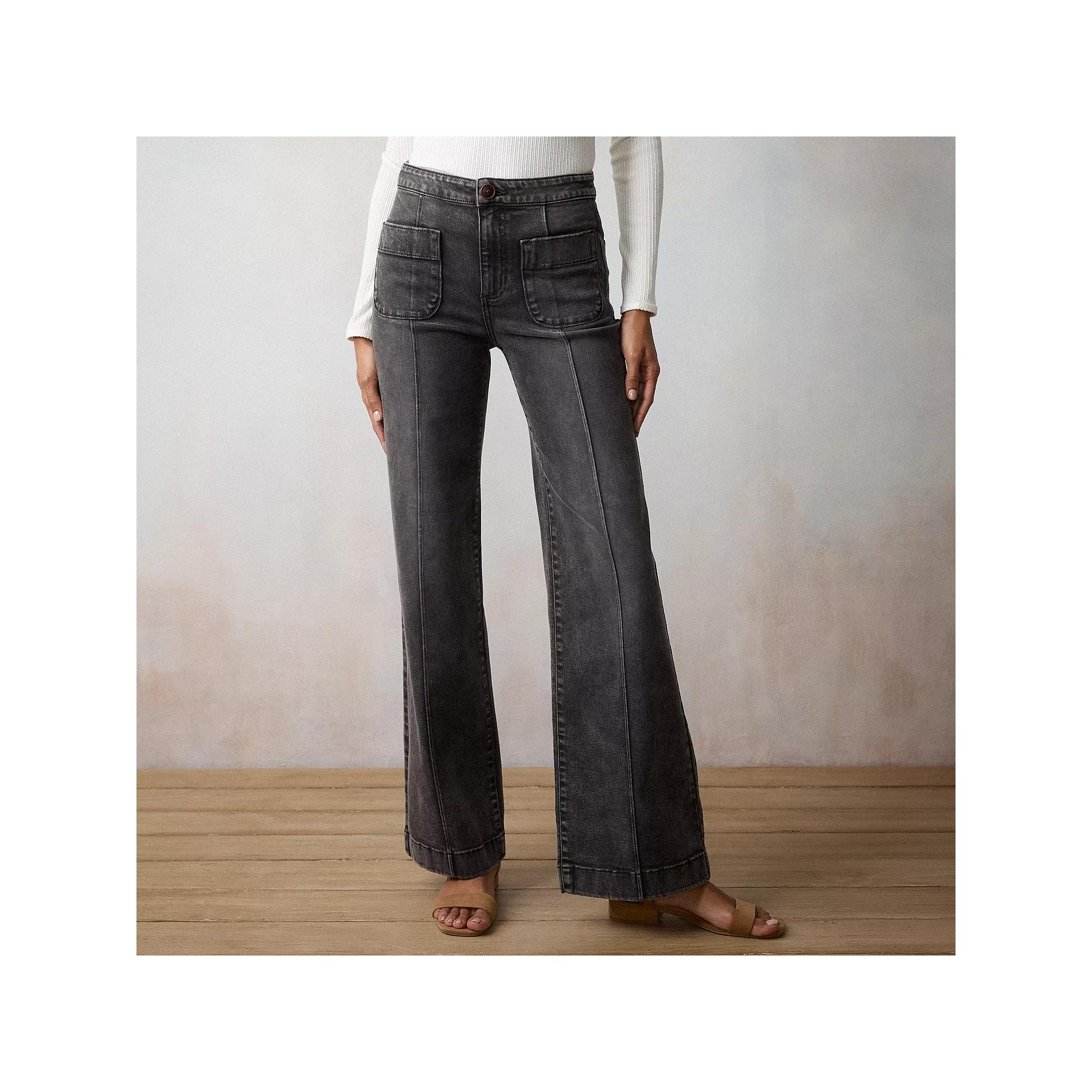 Women's LC Lauren Conrad Super High-Waisted Wide Leg Trouser Jeans, Size: 16, Black Product Image