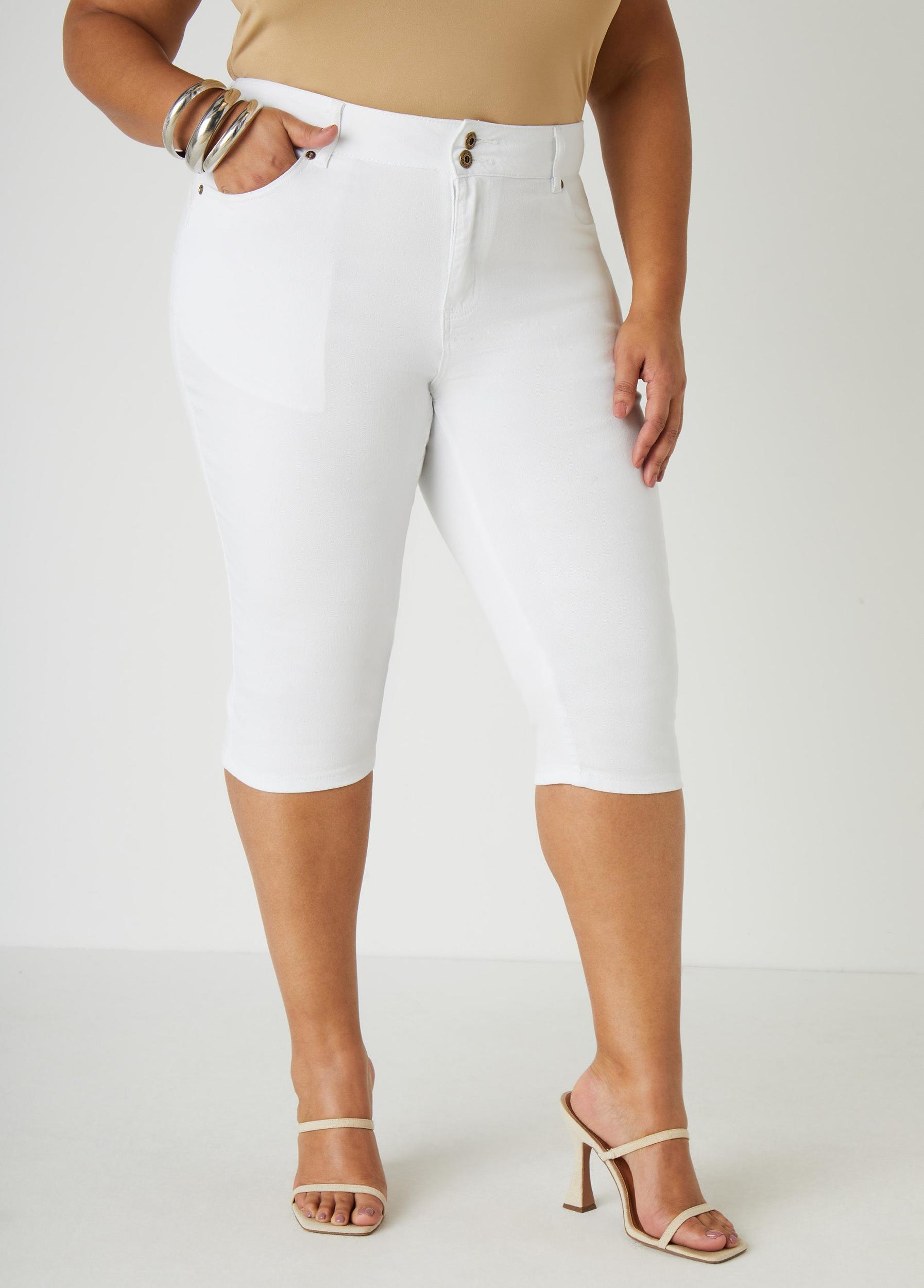 Plus Size Fearless Stretch Denim Capris Ashley Stewart Product Image
