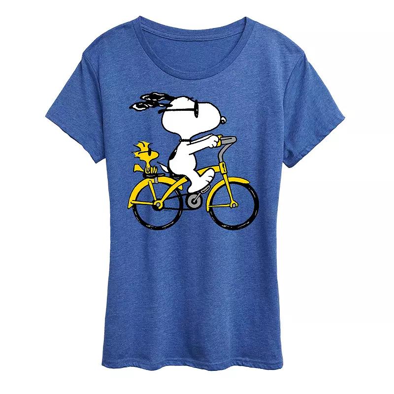 Women's Peanuts Snoopy & Woodstock Riding Bike Graphic Tee,  Product Image