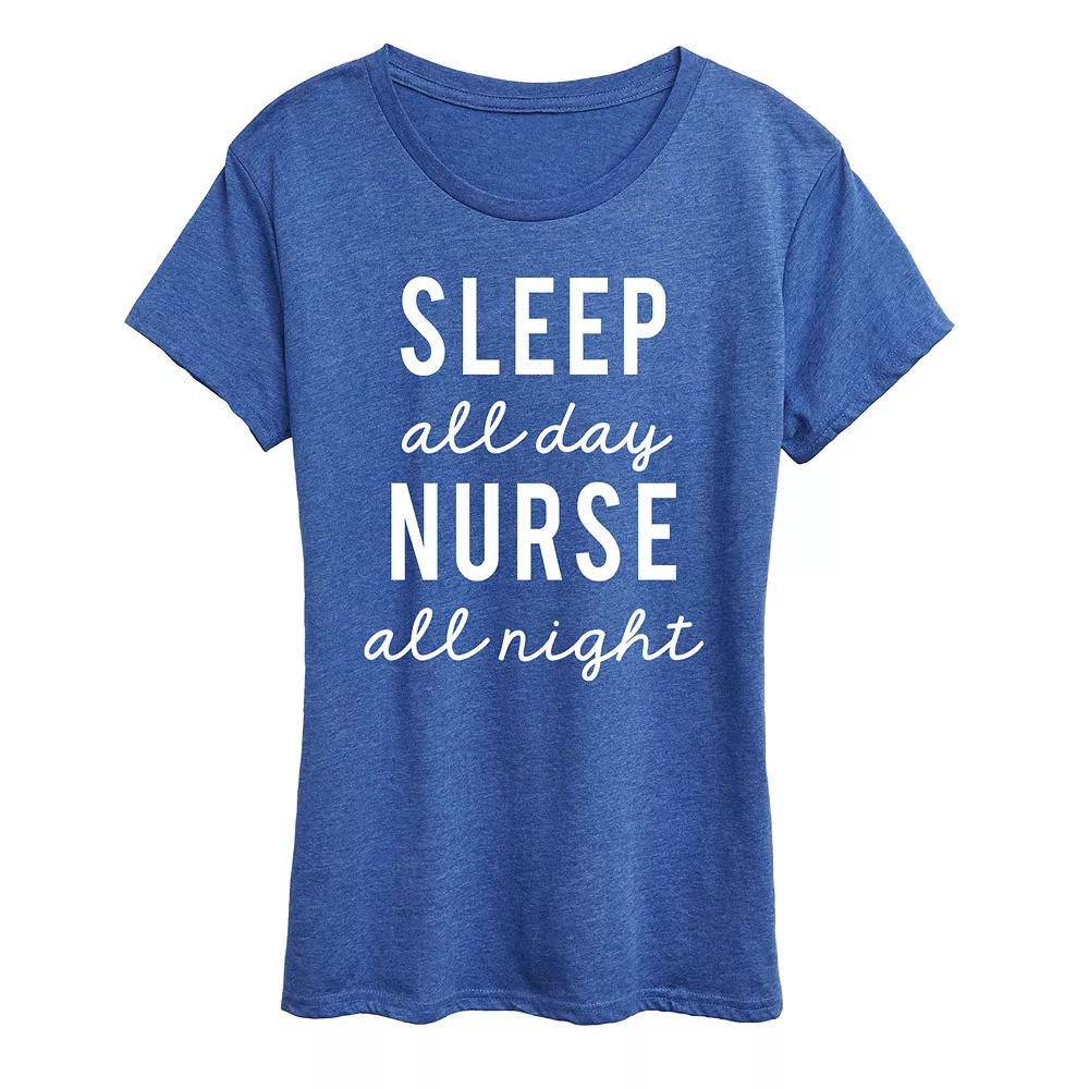 Women's Sleep All Day Nurse All Night Graphic Tee, Girl's,  Product Image