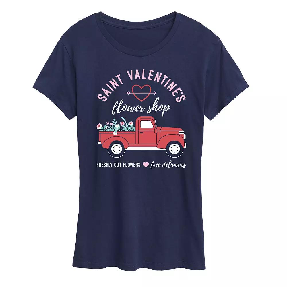 Women's Valentines Flower Truck Graphic Tee,  Product Image