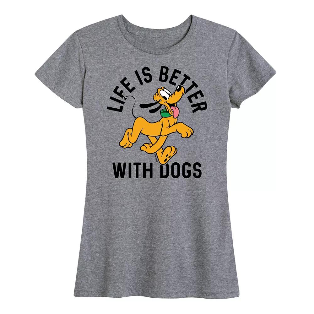 Disney's Pluto Plus Life Is Better With Dogs Graphic Tee, Women's,  Product Image