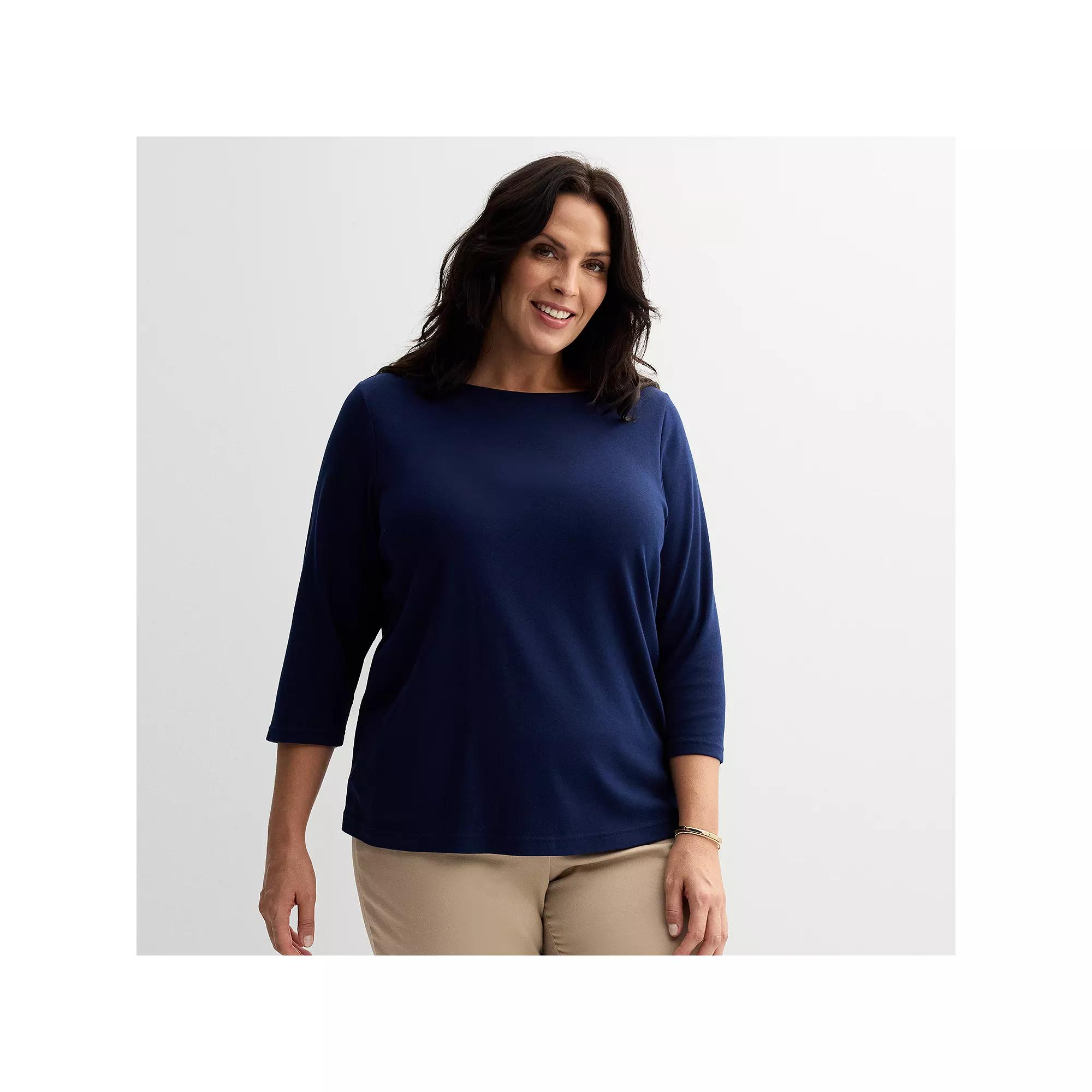 Plus Size Croft & Barrow® Boatneck Top, Women's, Size: 3XL, Blue Product Image