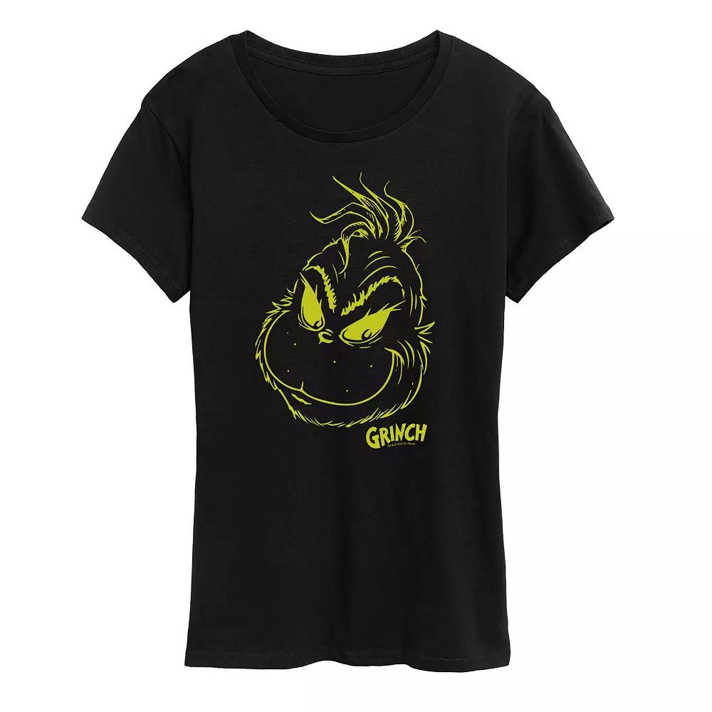 Women's Dr. Seuss The Grinch Face Graphic Tee, Girl's,  Product Image