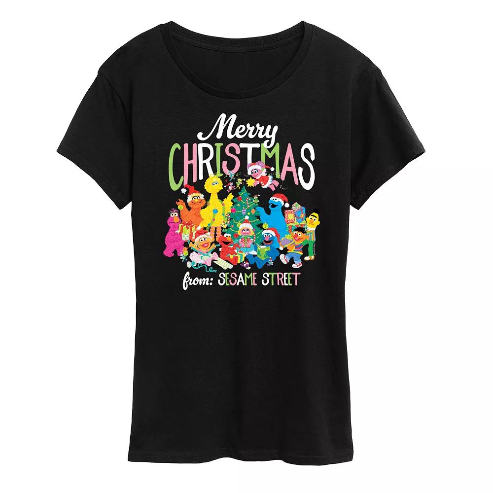 Women's Sesame Street Group Christmas Graphic Tee, Girl's,  Product Image