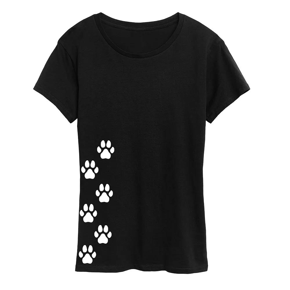 Women's Vertical Pawprints Graphic Tee,  Product Image
