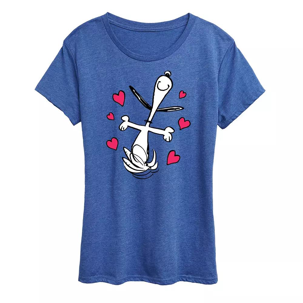 Women's Peanuts Snoopy Dancing Hearts Graphic Tee,  Product Image