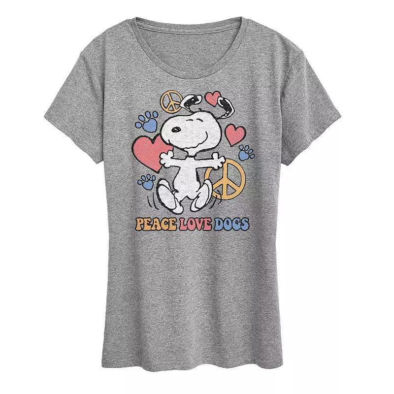 Women's Peanuts Snoopy Peace Love Dogs Graphic Tee,  Product Image