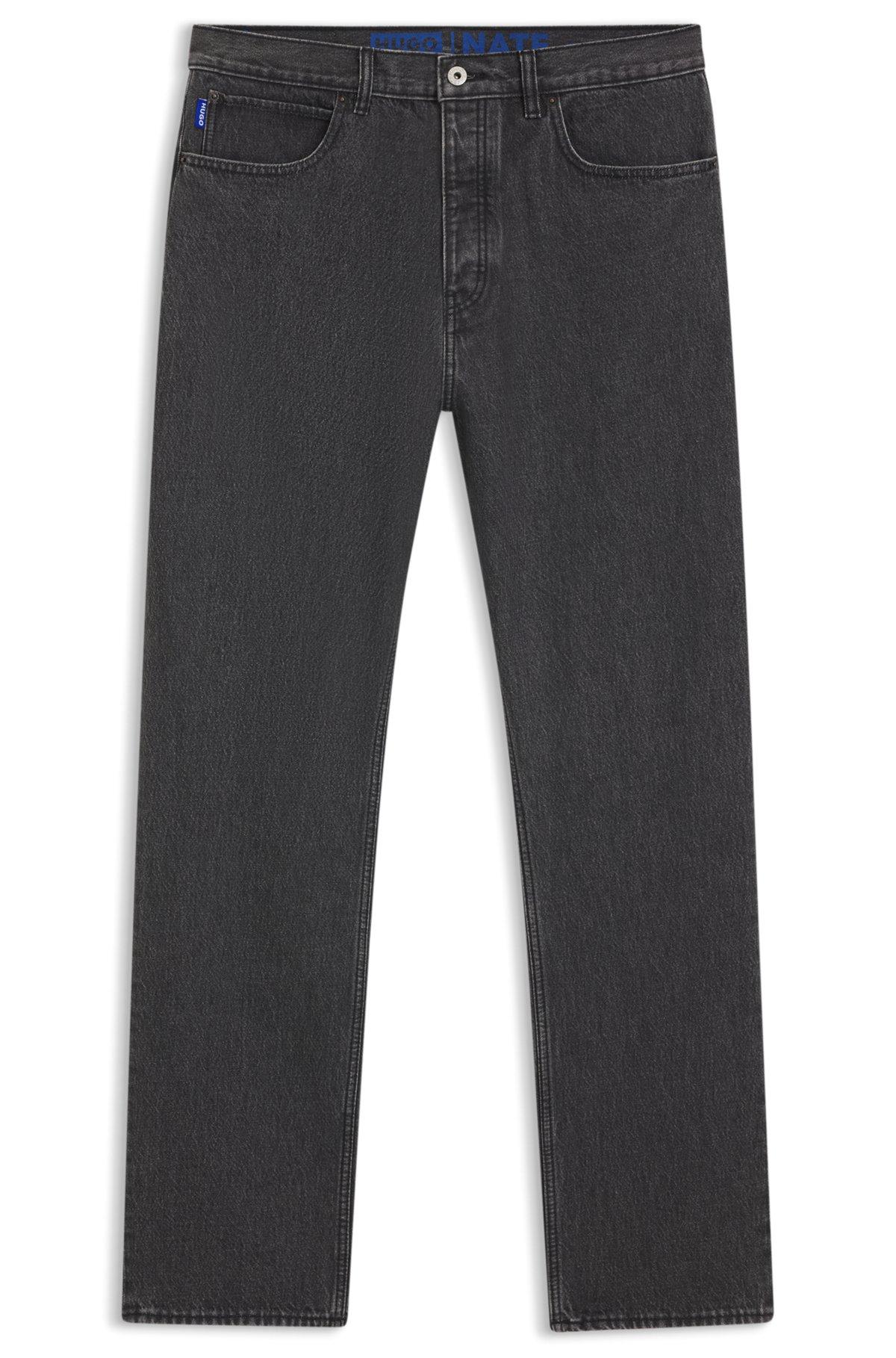 Baggy-fit jeans in black stonewashed denim Product Image