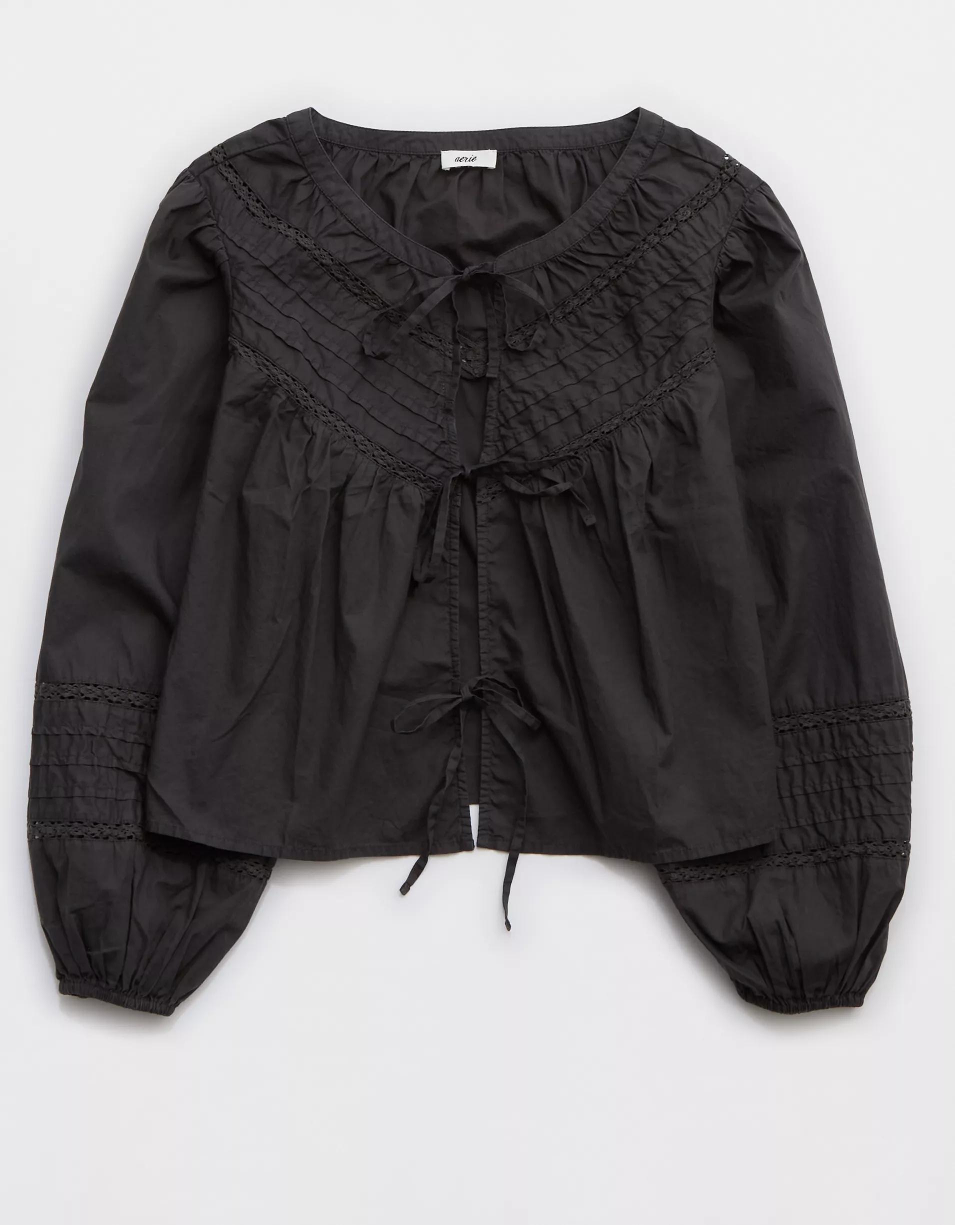 Aerie Long Sleeve Tie Front Top Product Image