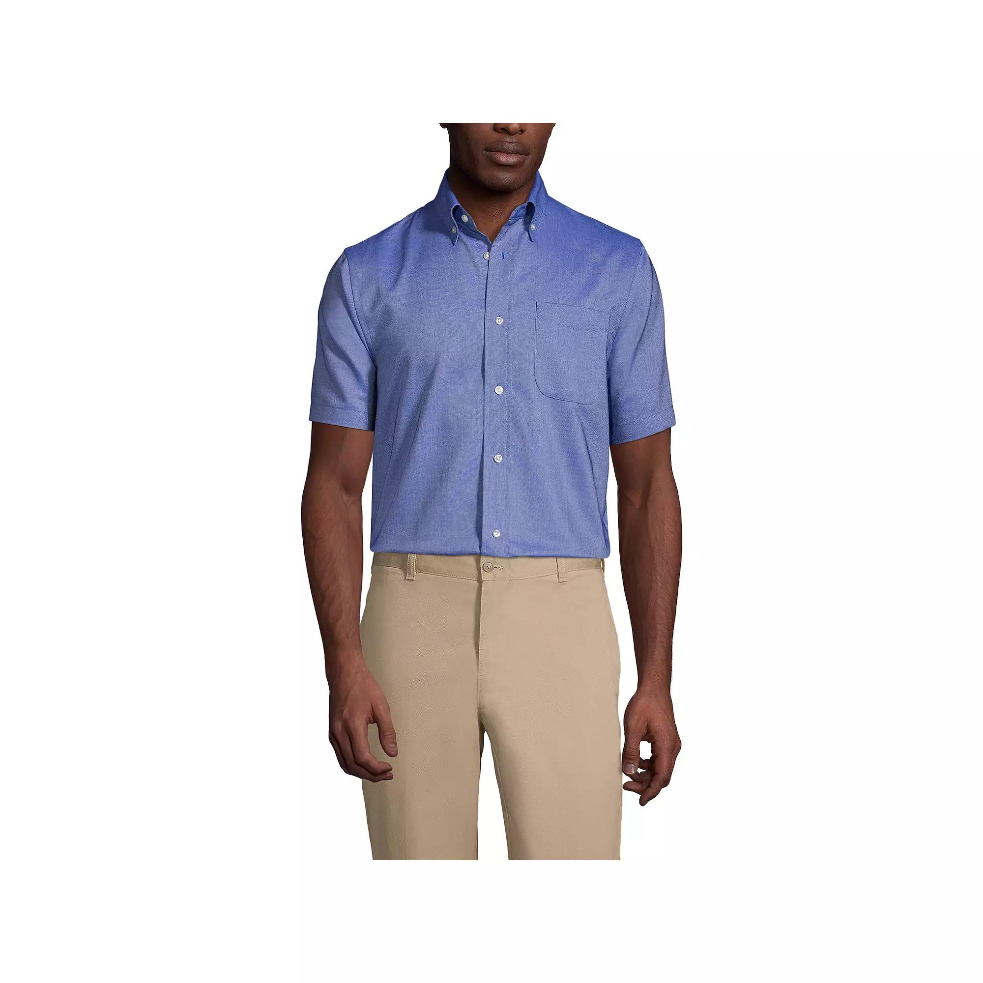 Men's Lands' End School Uniform Short Sleeve Oxford Dress Shirt,  Product Image