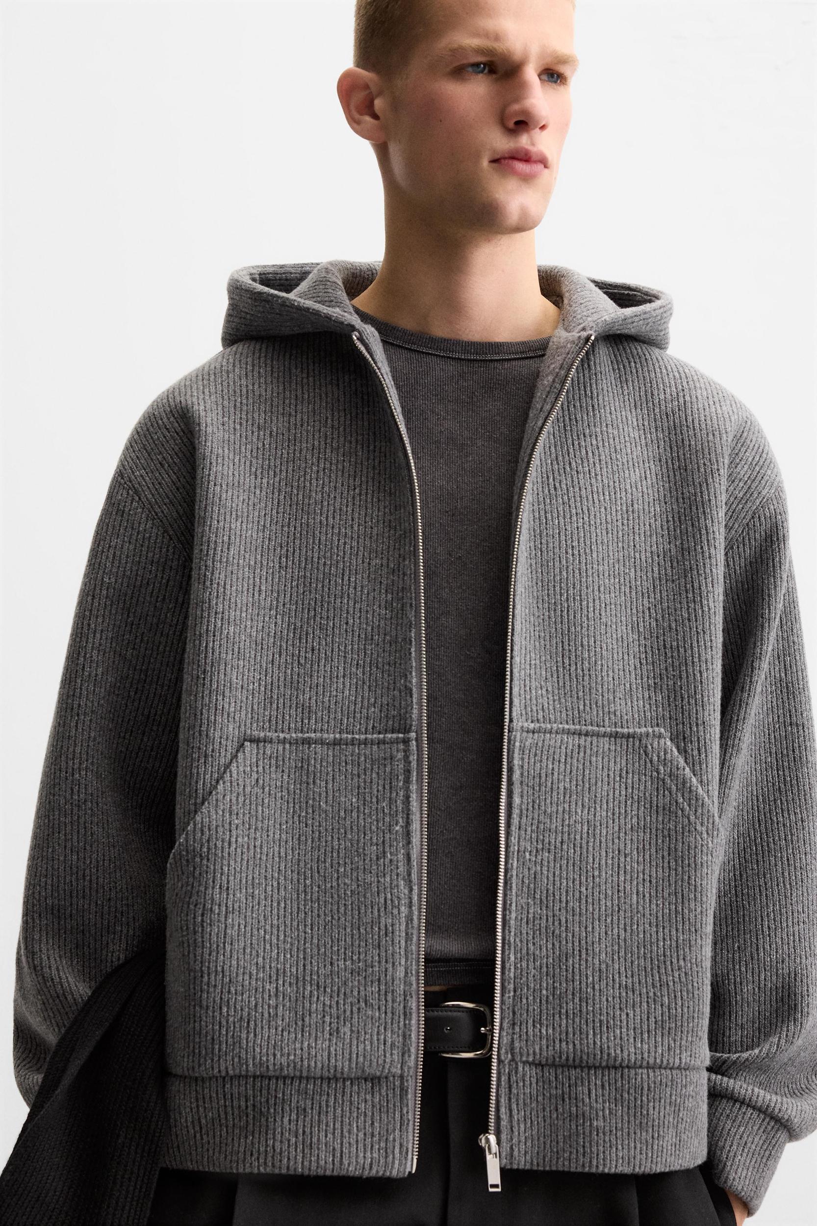 BRUSHED TEXTURE ZIP-UP SWEATSHIRT Product Image