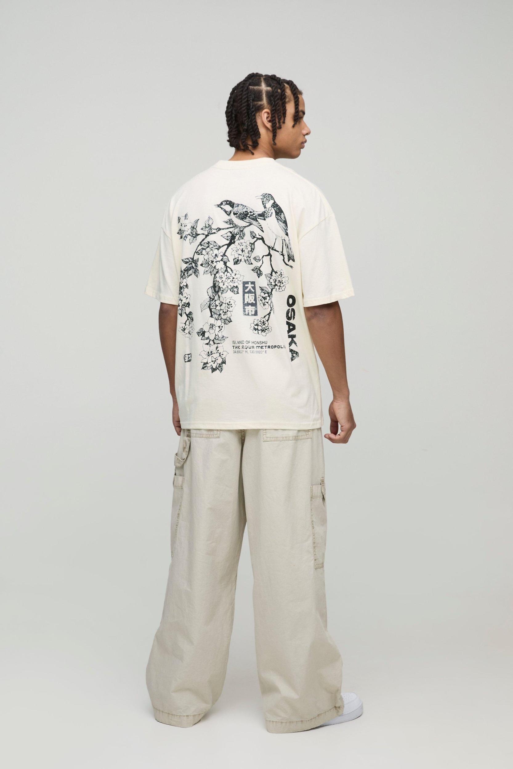 Oversized Blossom Floral Osaka Graphic T-Shirt | boohooMAN USA Product Image